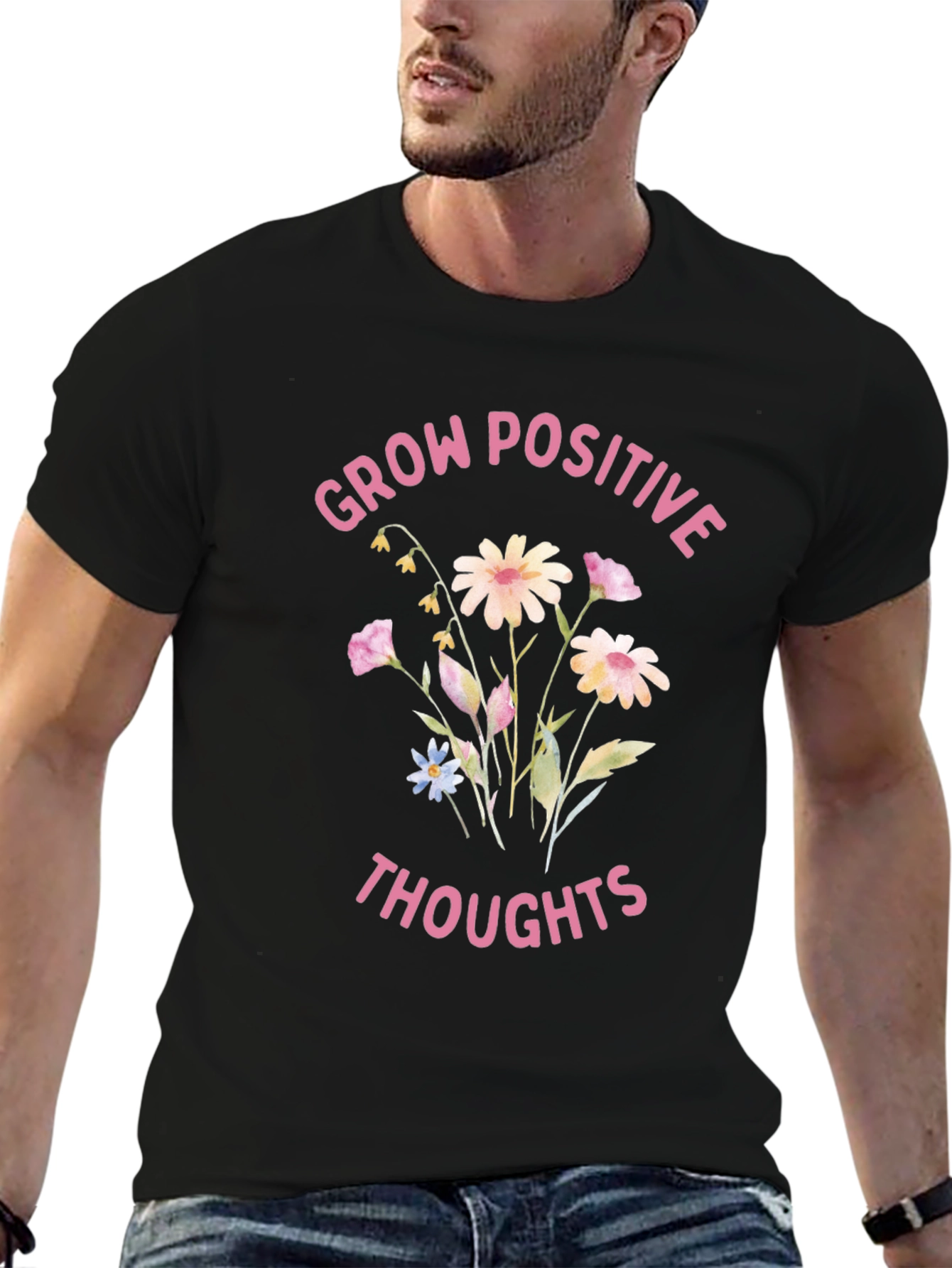Positive Thoughts Graphic Tee - Grow Positive Thoughts T-Shirt