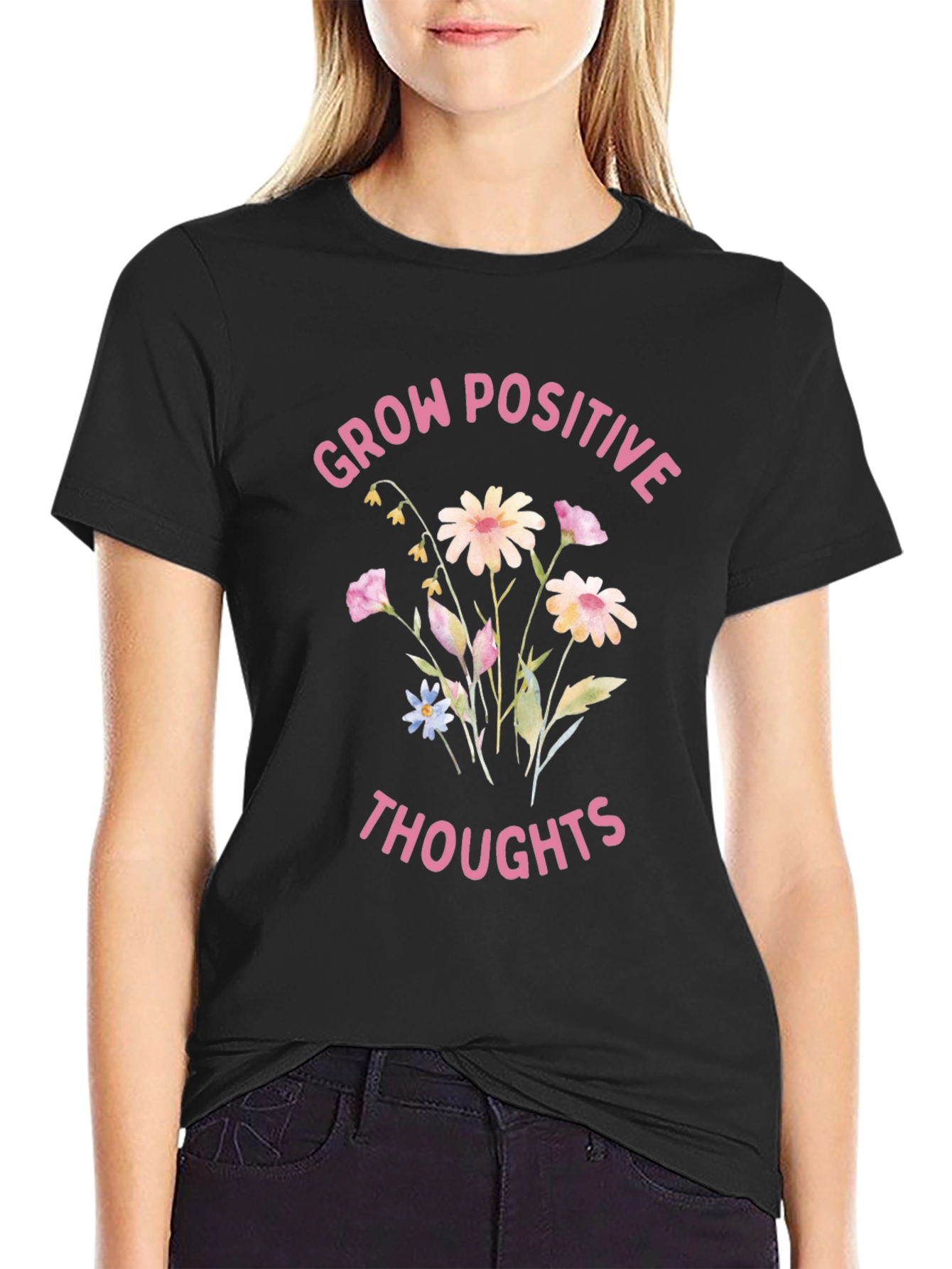 Positive Thoughts Graphic Tee - Grow Positive Thoughts T-Shirt
