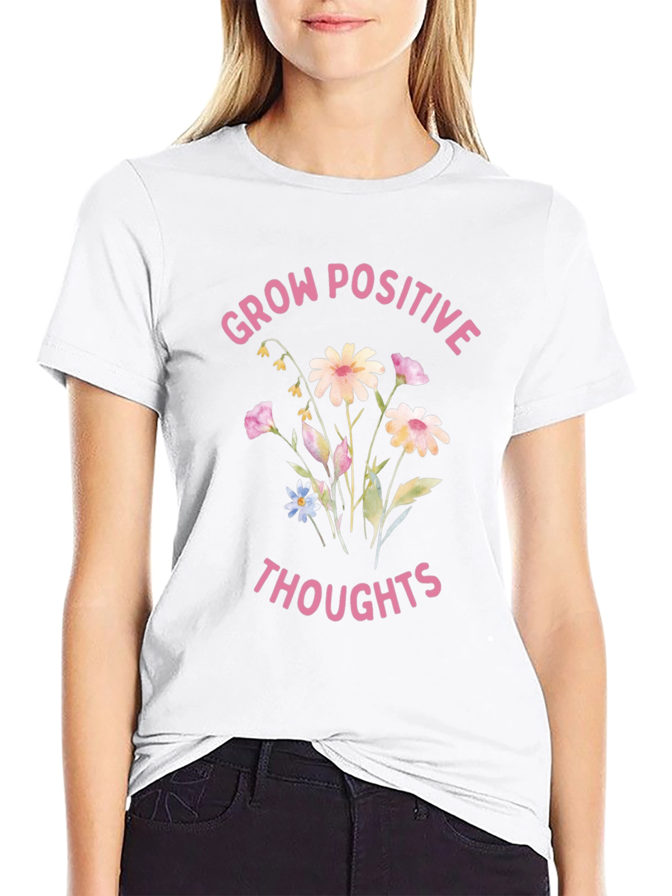 Positive Thoughts Graphic Tee - Grow Positive Thoughts T-Shirt
