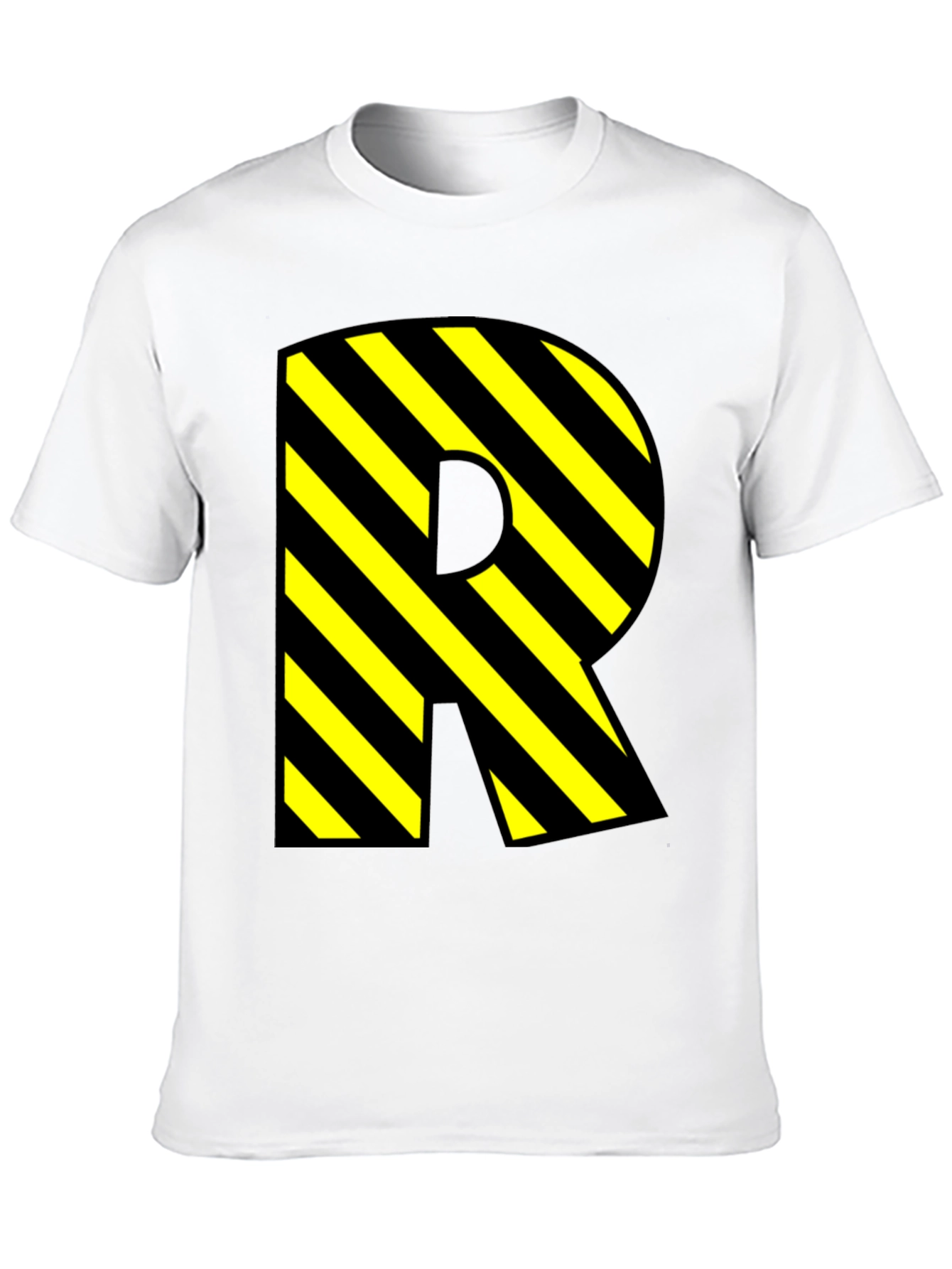 Letter R Striped Graphic Black T-Shirt