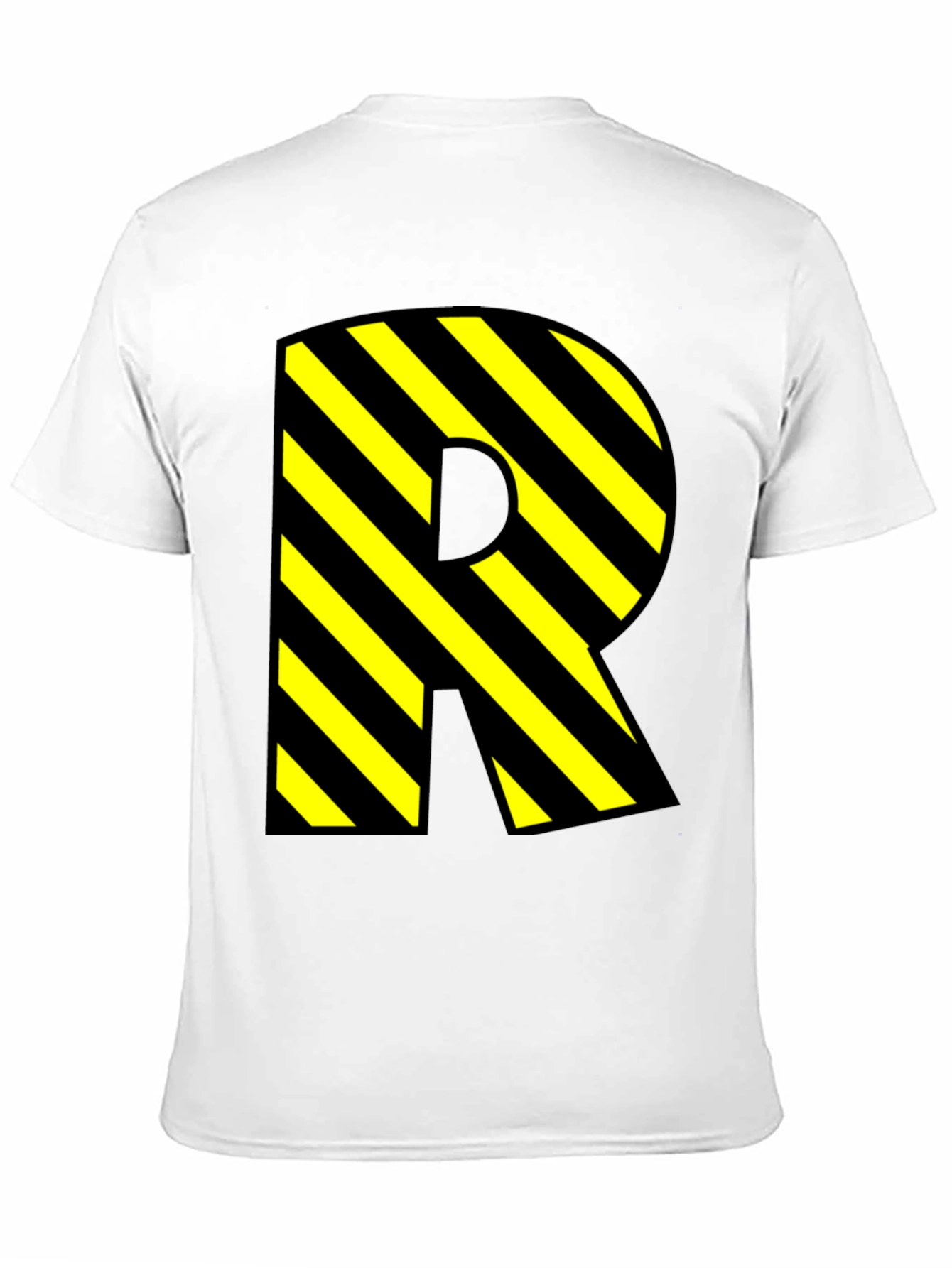Letter R Striped Graphic Black T-Shirt