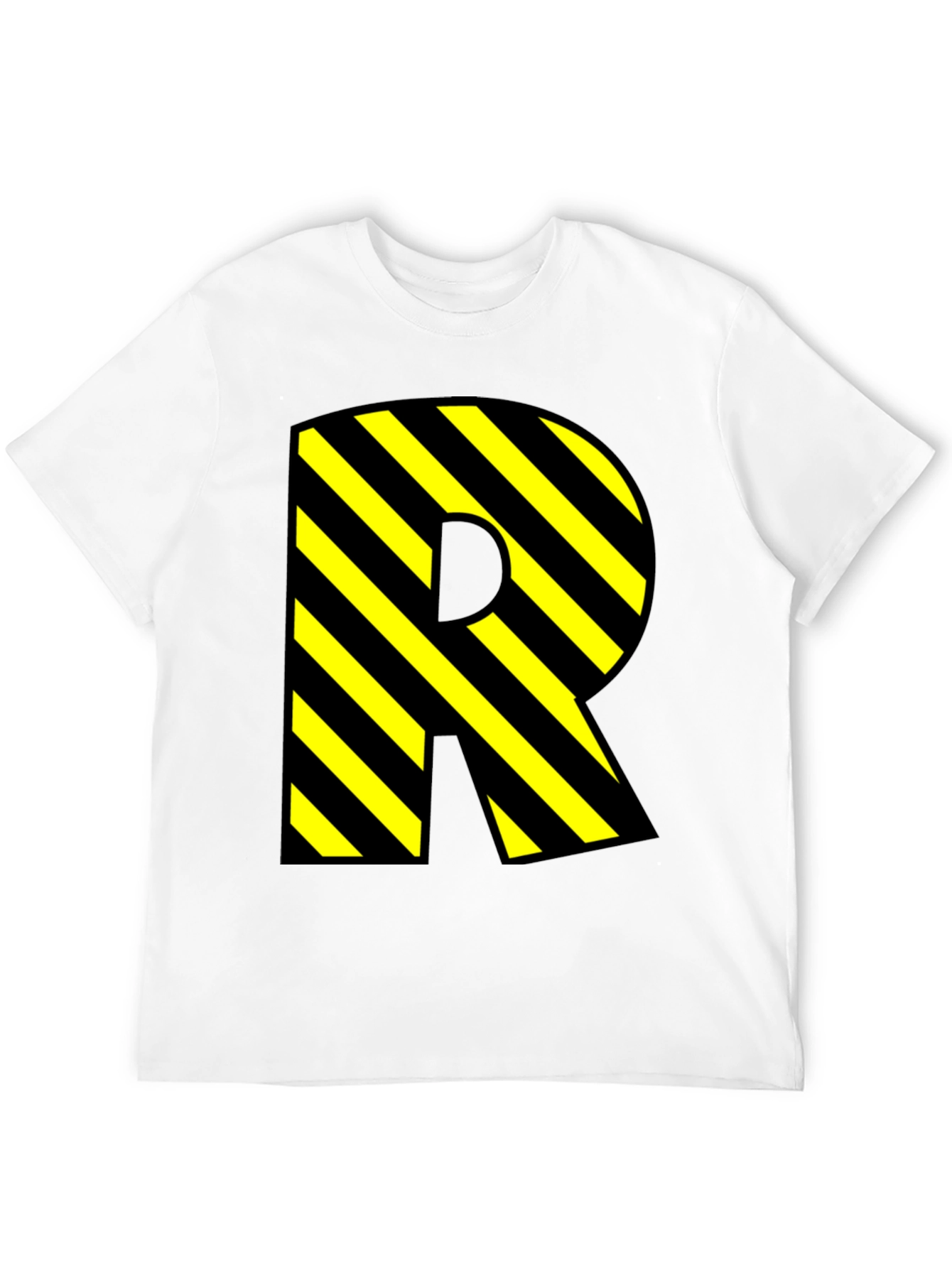 Letter R Striped Graphic Black T-Shirt