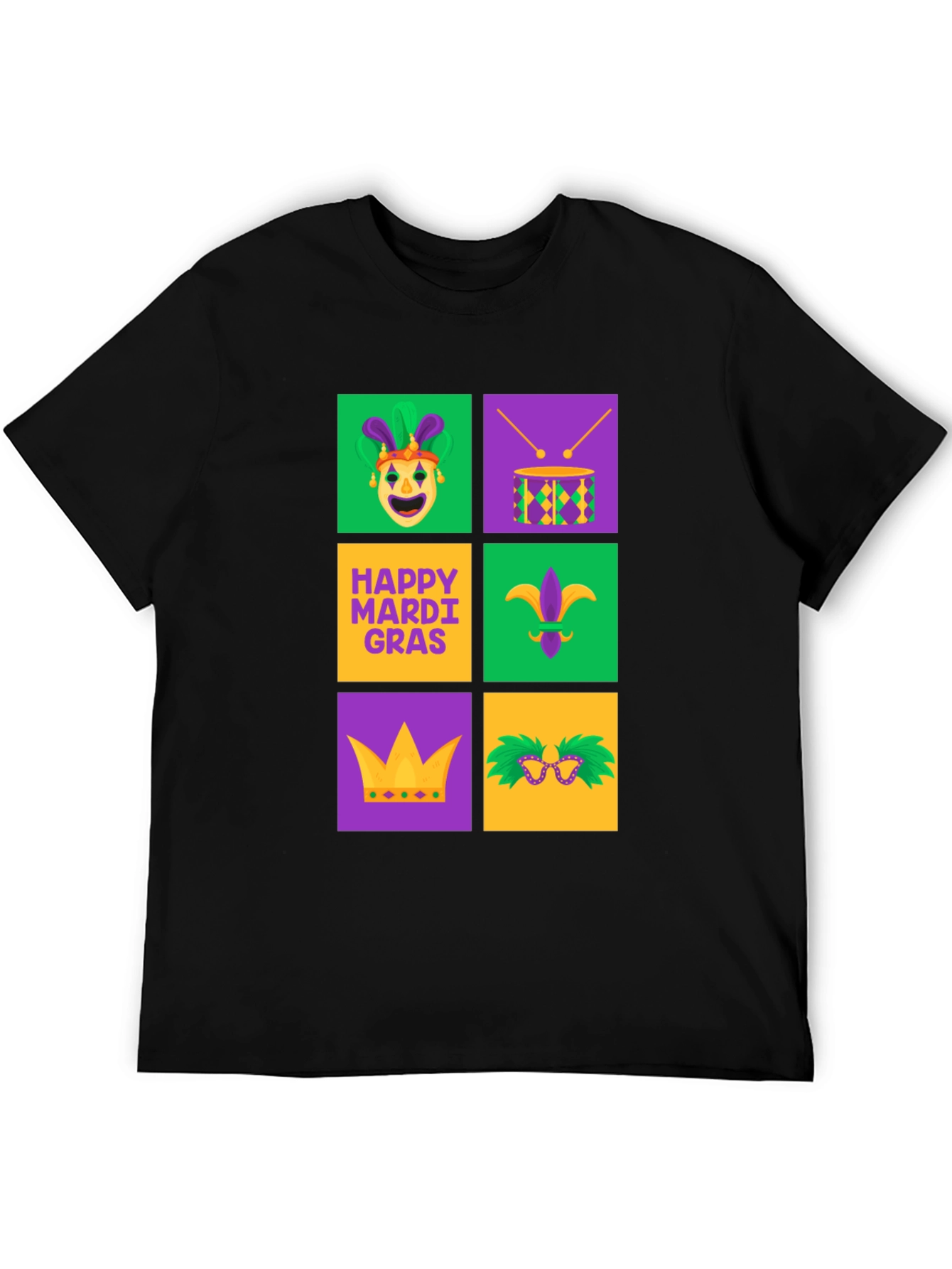Mardi Gras T-Shirt - Festive Square Icon Design