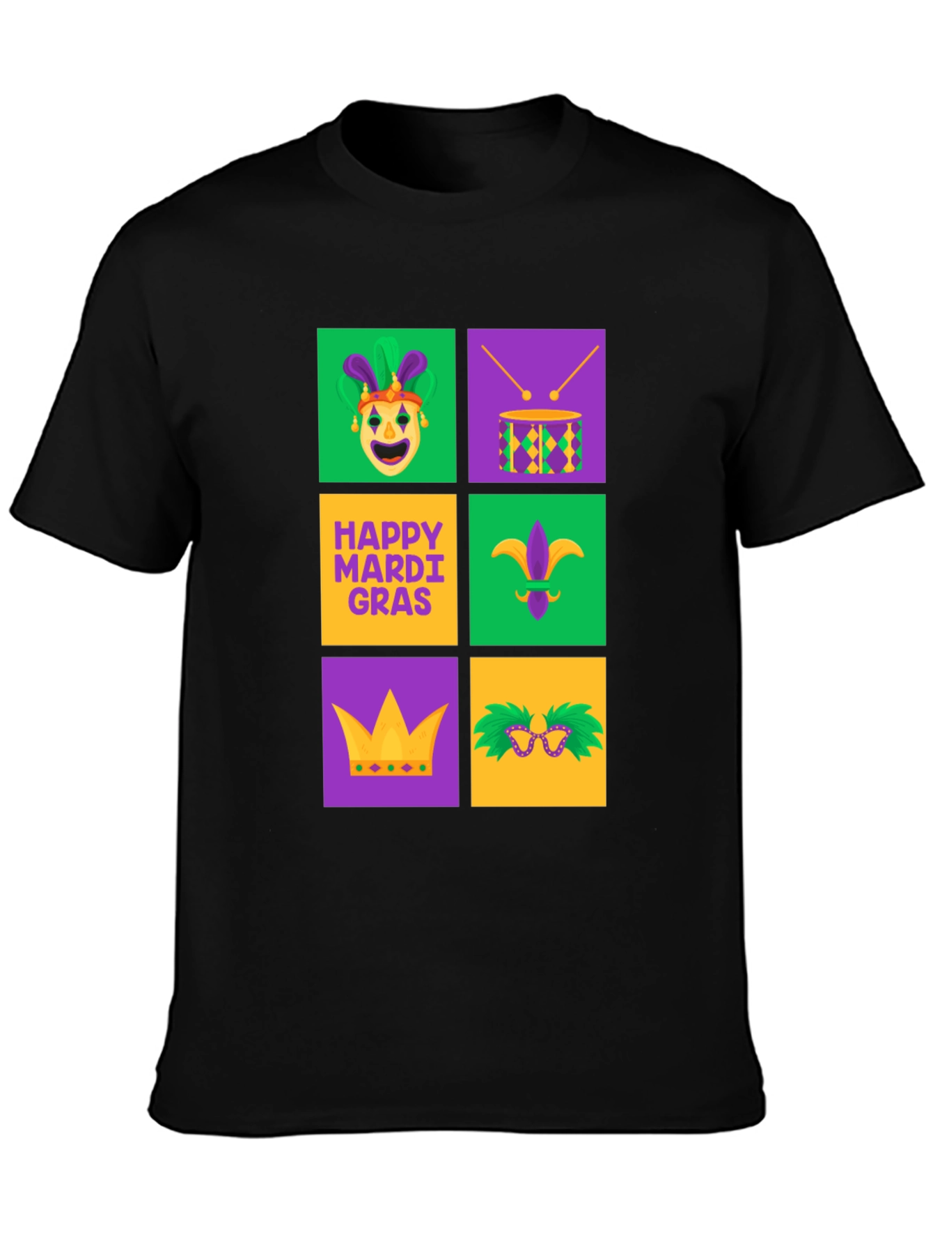 Mardi Gras T-Shirt - Festive Square Icon Design