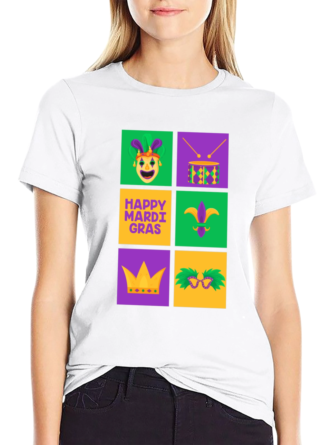Mardi Gras T-Shirt - Festive Square Icon Design
