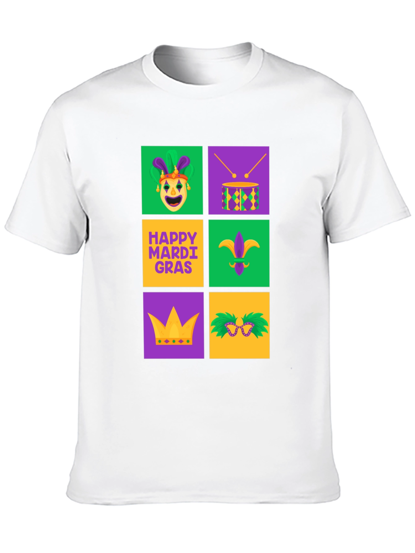 Mardi Gras T-Shirt - Festive Square Icon Design