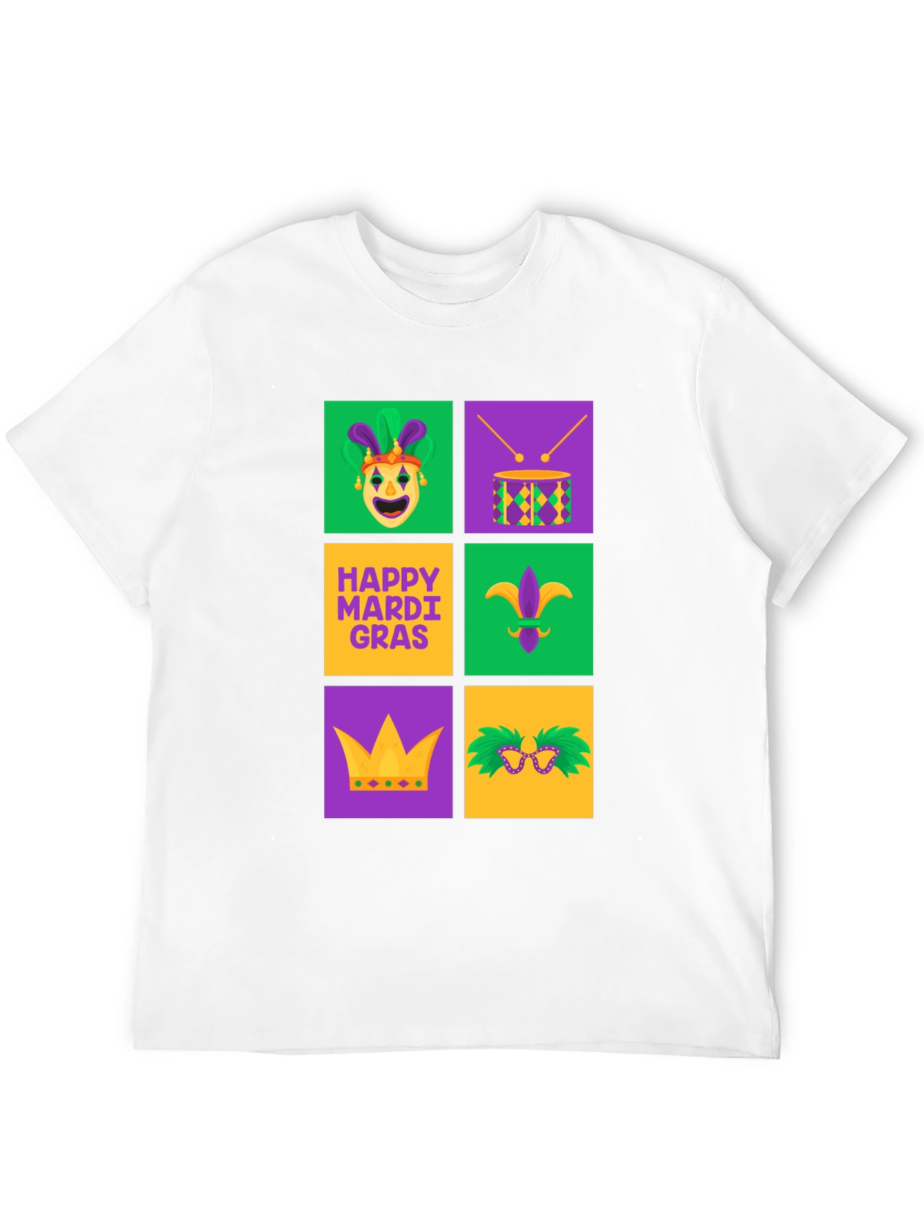 Mardi Gras T-Shirt - Festive Square Icon Design