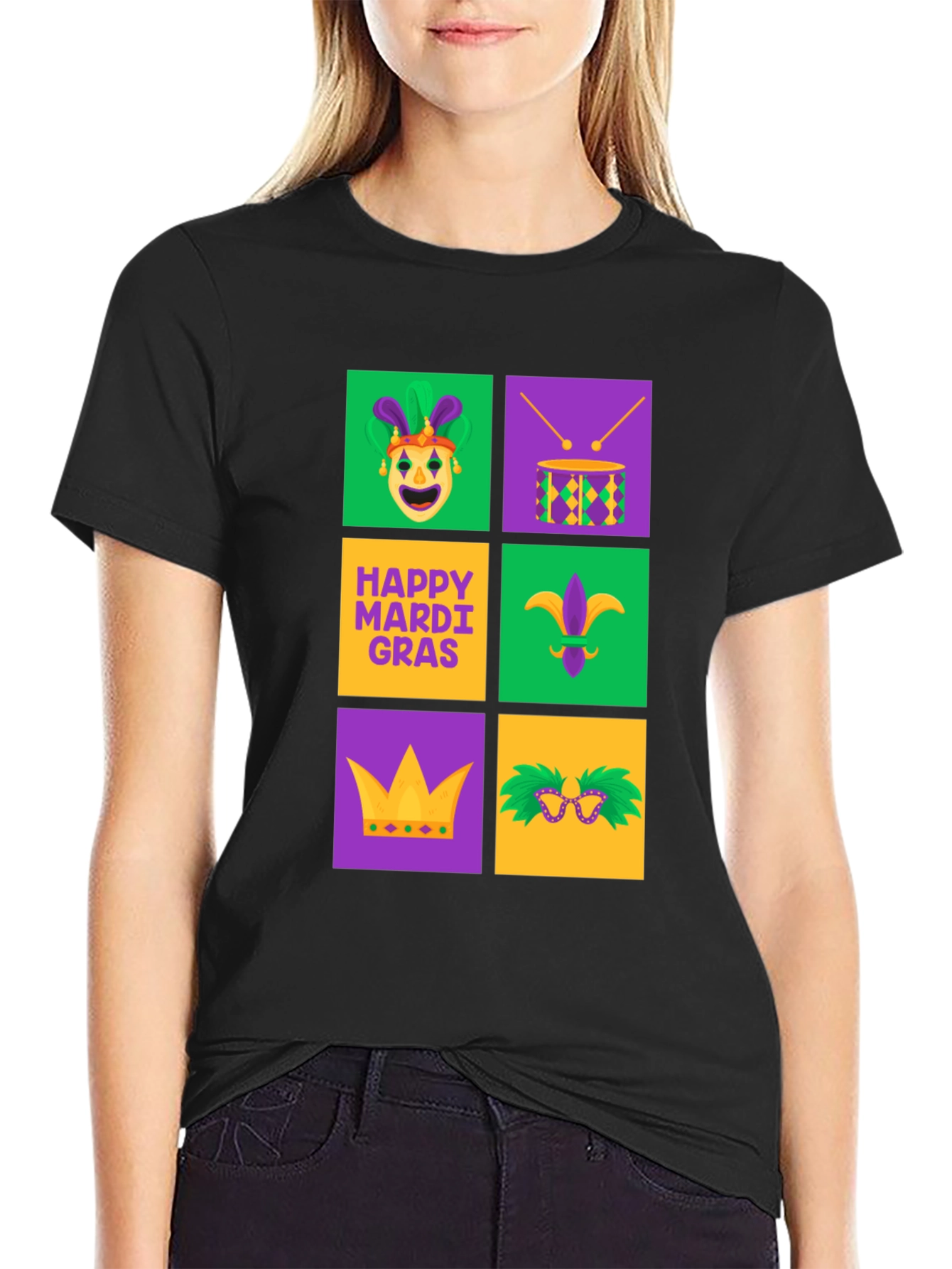 Mardi Gras T-Shirt - Festive Square Icon Design
