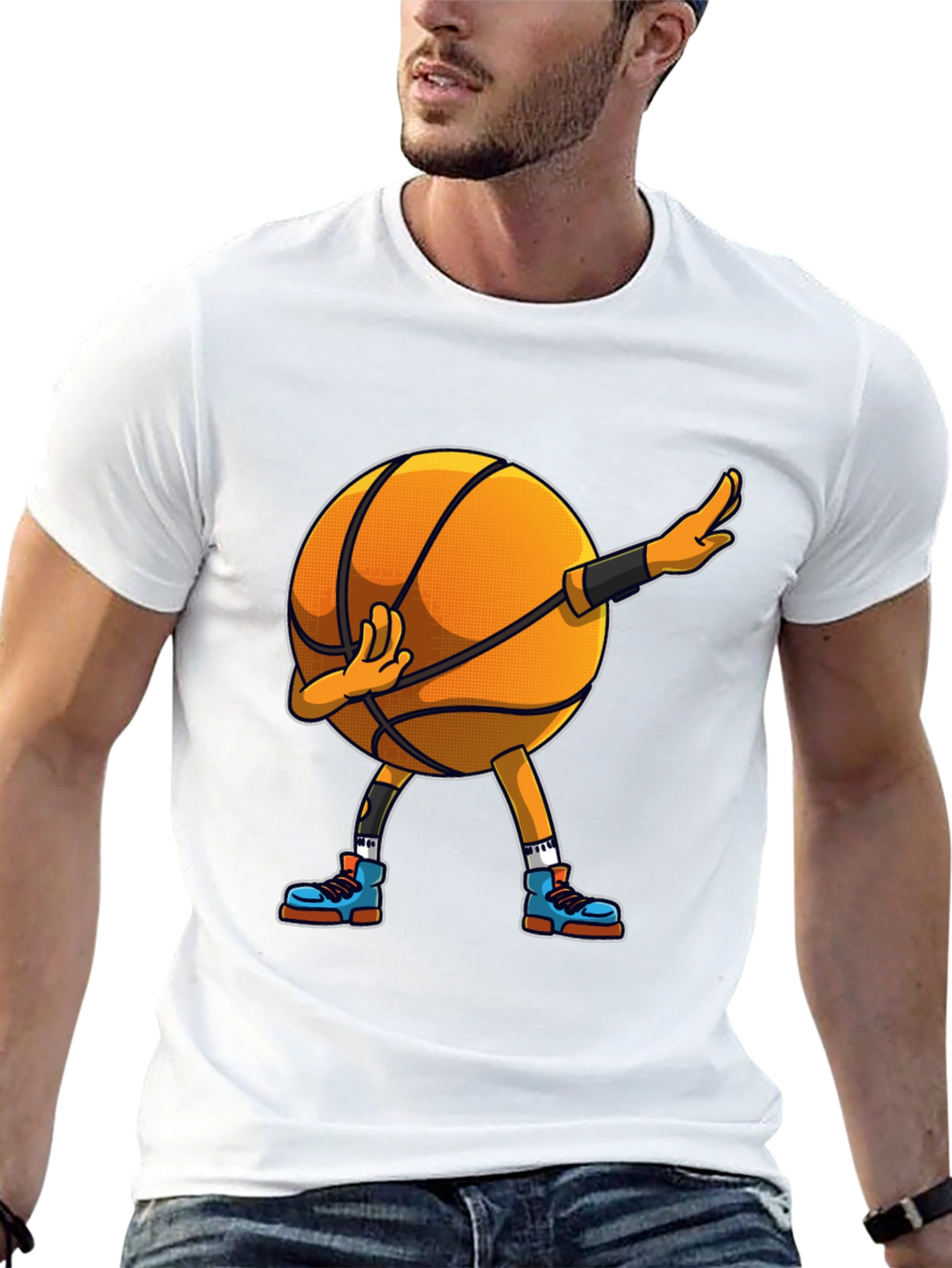 Dabbing Basketball Graphic Tee - Black Cotton Blend