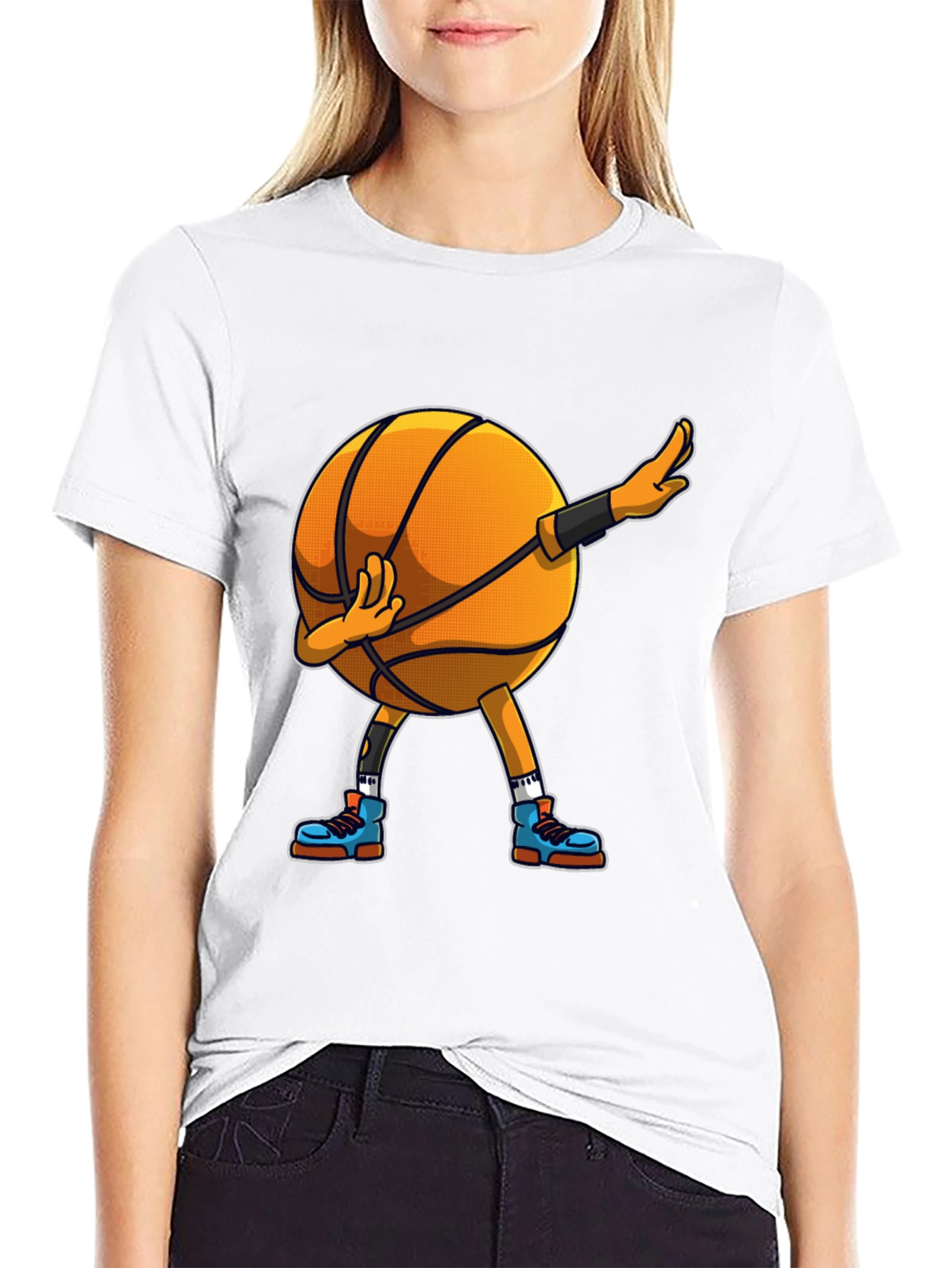 Dabbing Basketball Graphic Tee - Black Cotton Blend