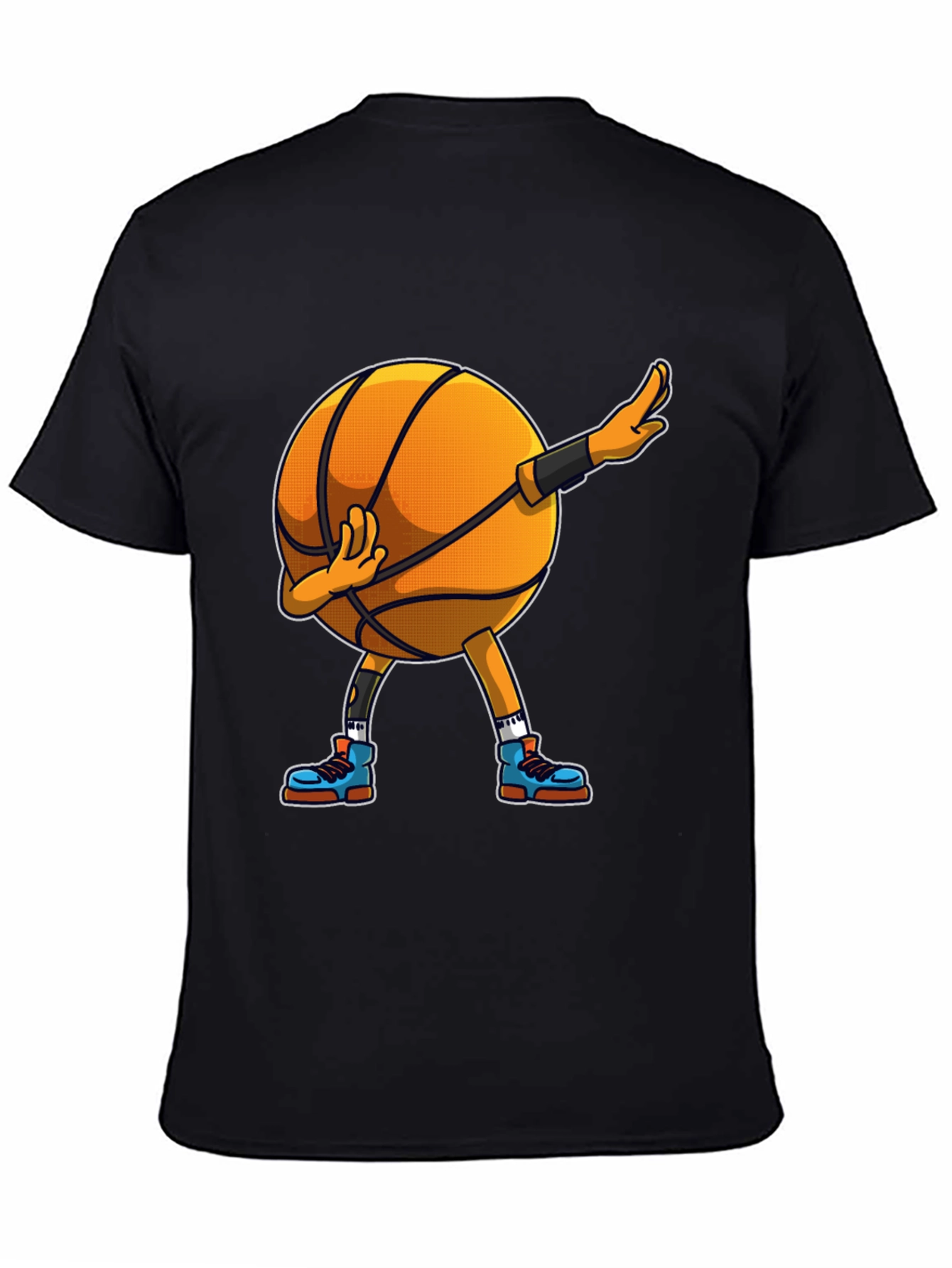 Dabbing Basketball Graphic Tee - Black Cotton Blend
