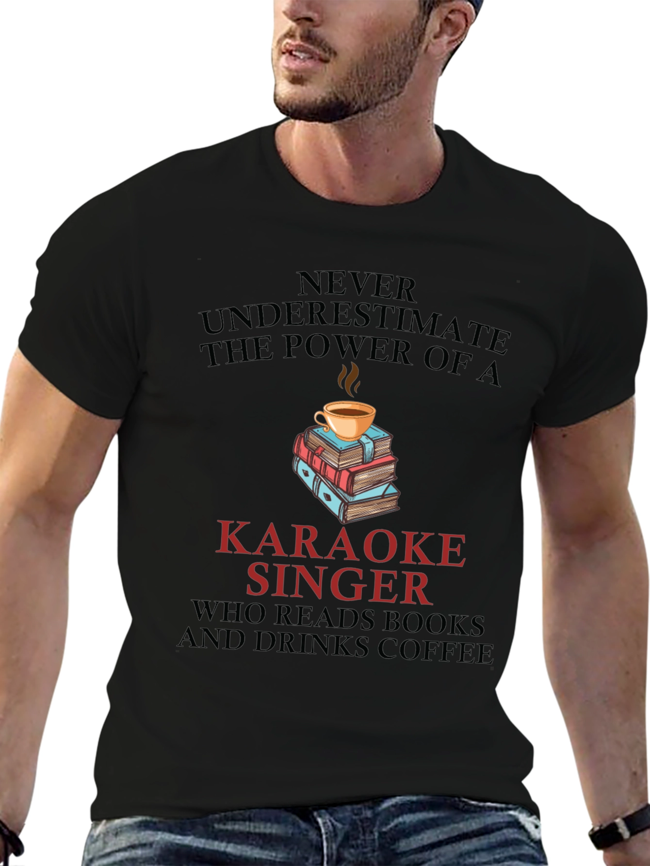 Karaoke Singer Books & Coffee Graphic Tee