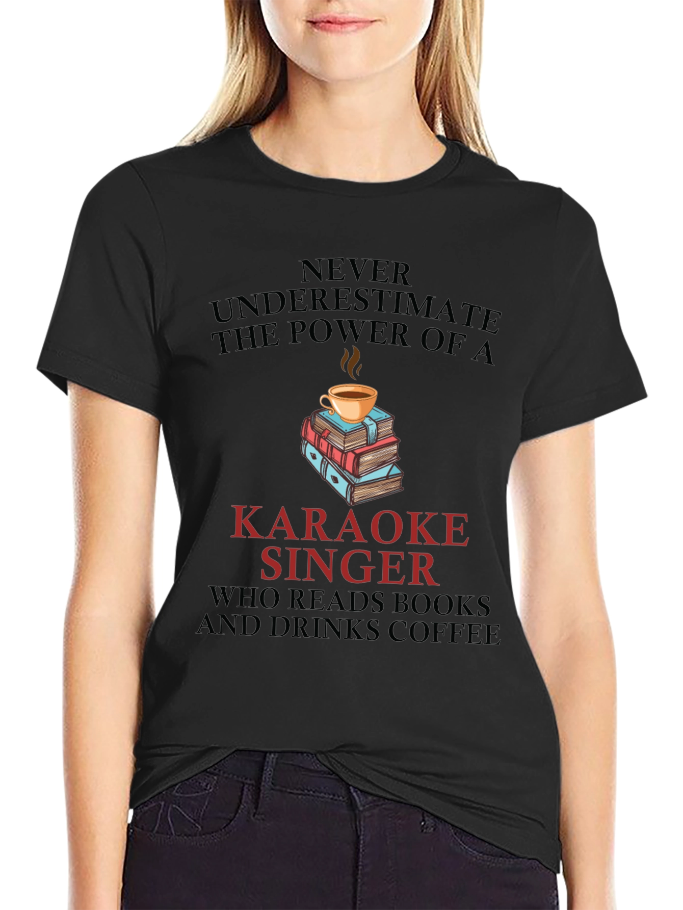 Karaoke Singer Books & Coffee Graphic Tee