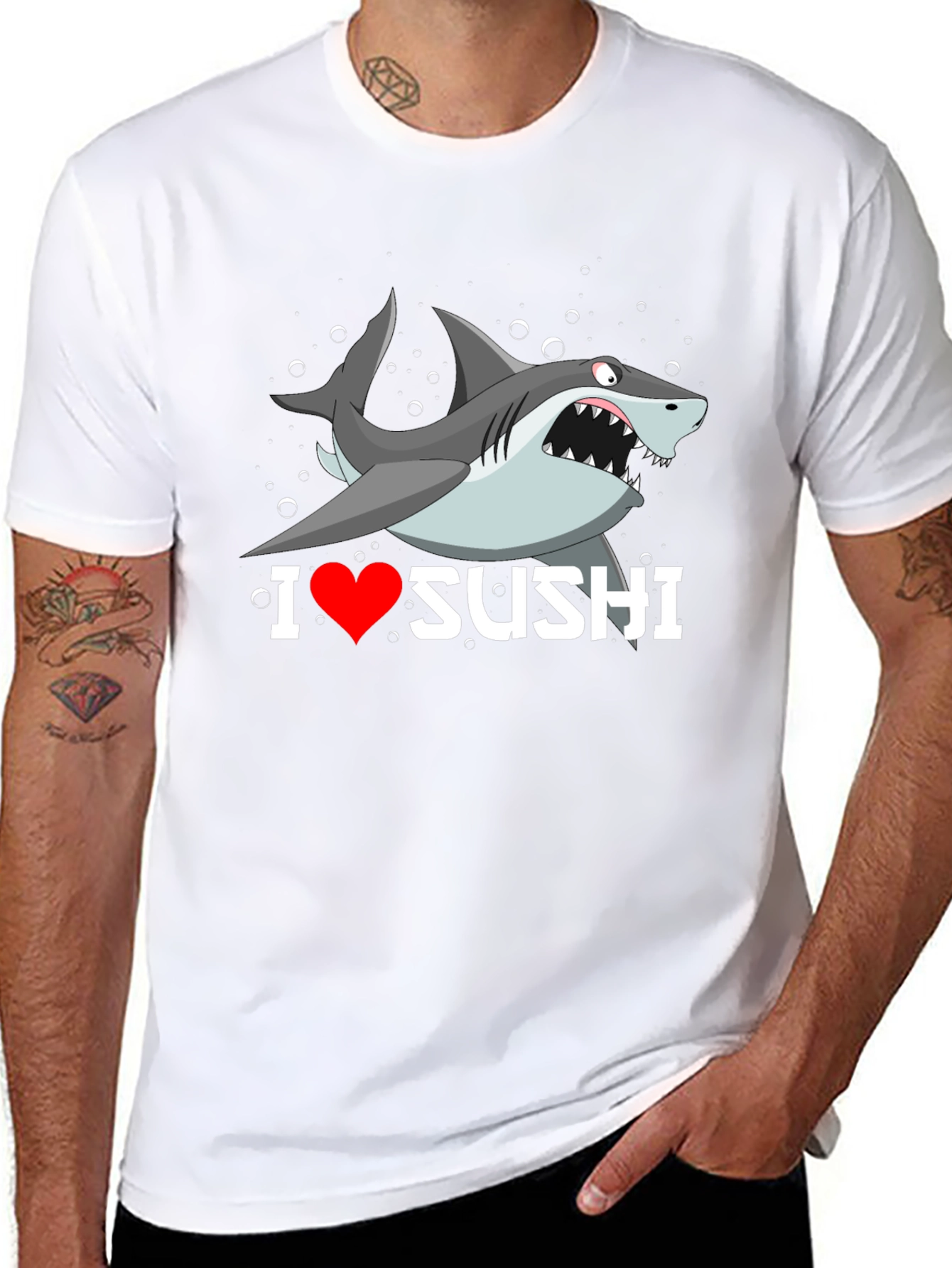 I Heart Sushi Shark Graphic T-Shirt