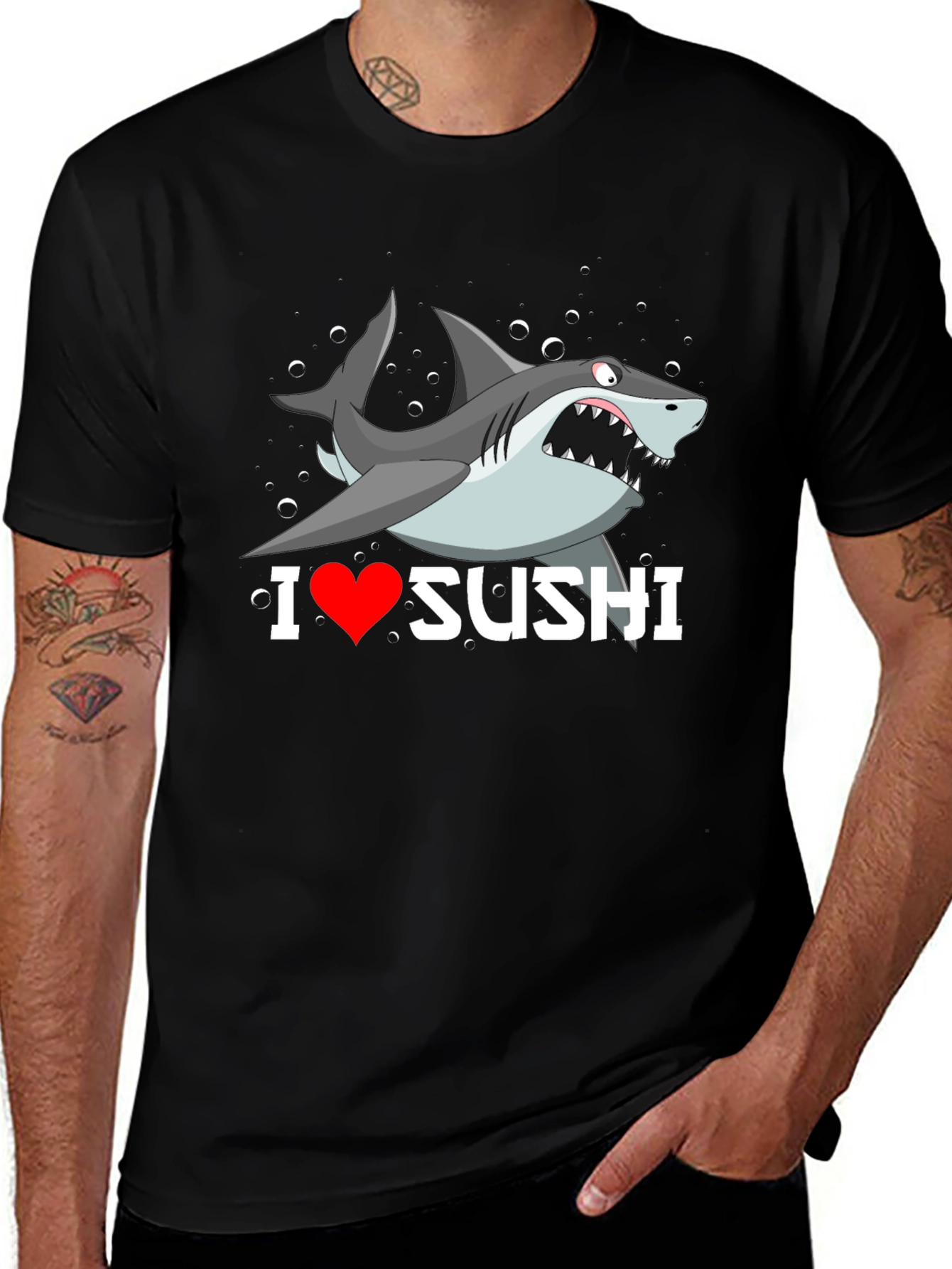 I Heart Sushi Shark Graphic T-Shirt