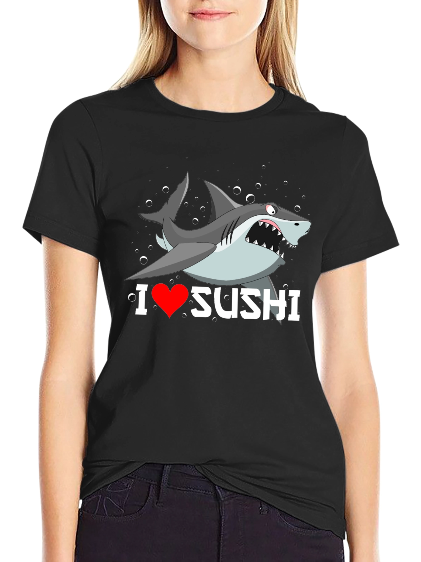 I Heart Sushi Shark Graphic T-Shirt