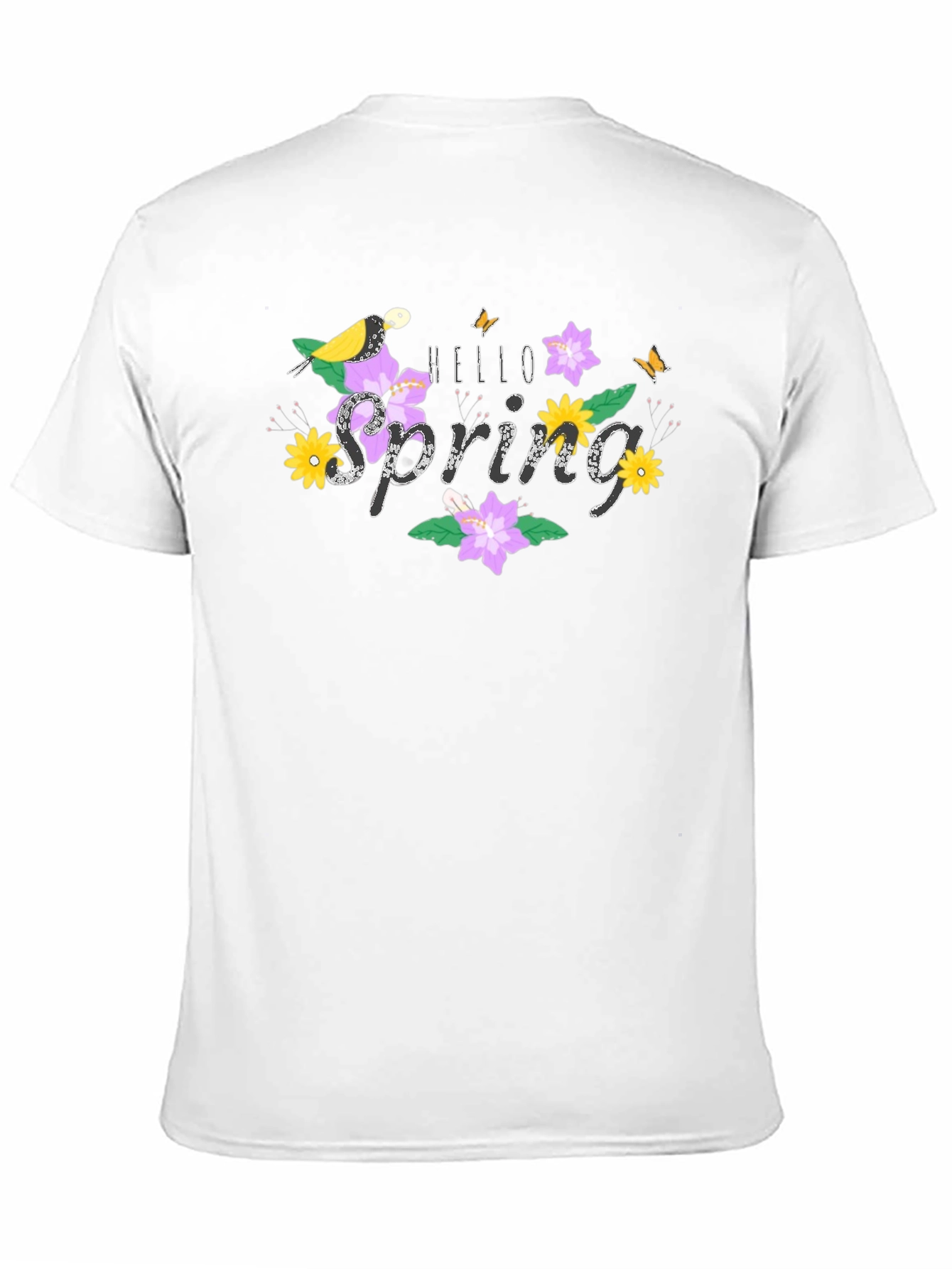Hello Spring Graphic Tee Bird & Floral Design