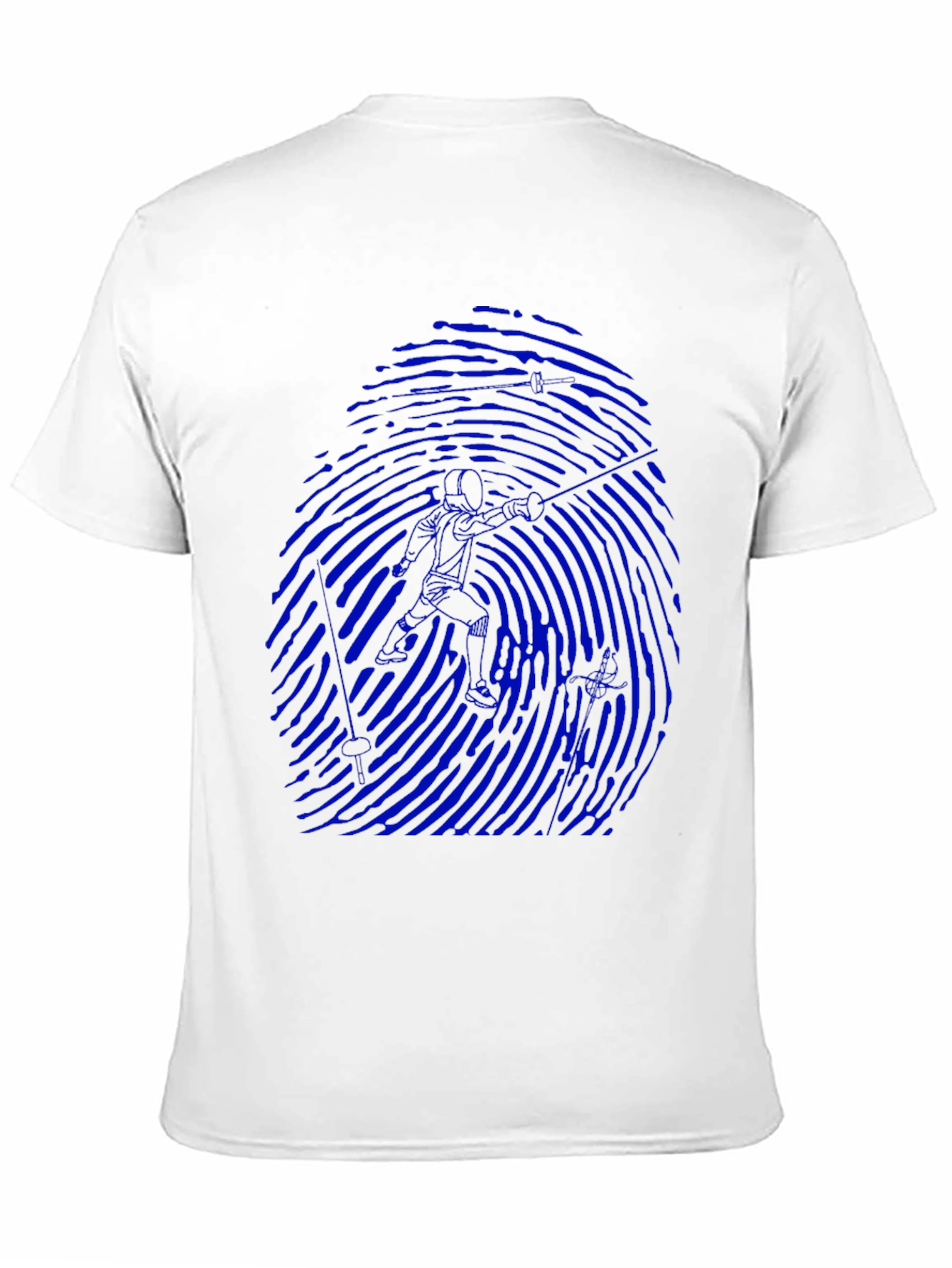 Blue Fingerprint Silhouette Graphic Black T-Shirt