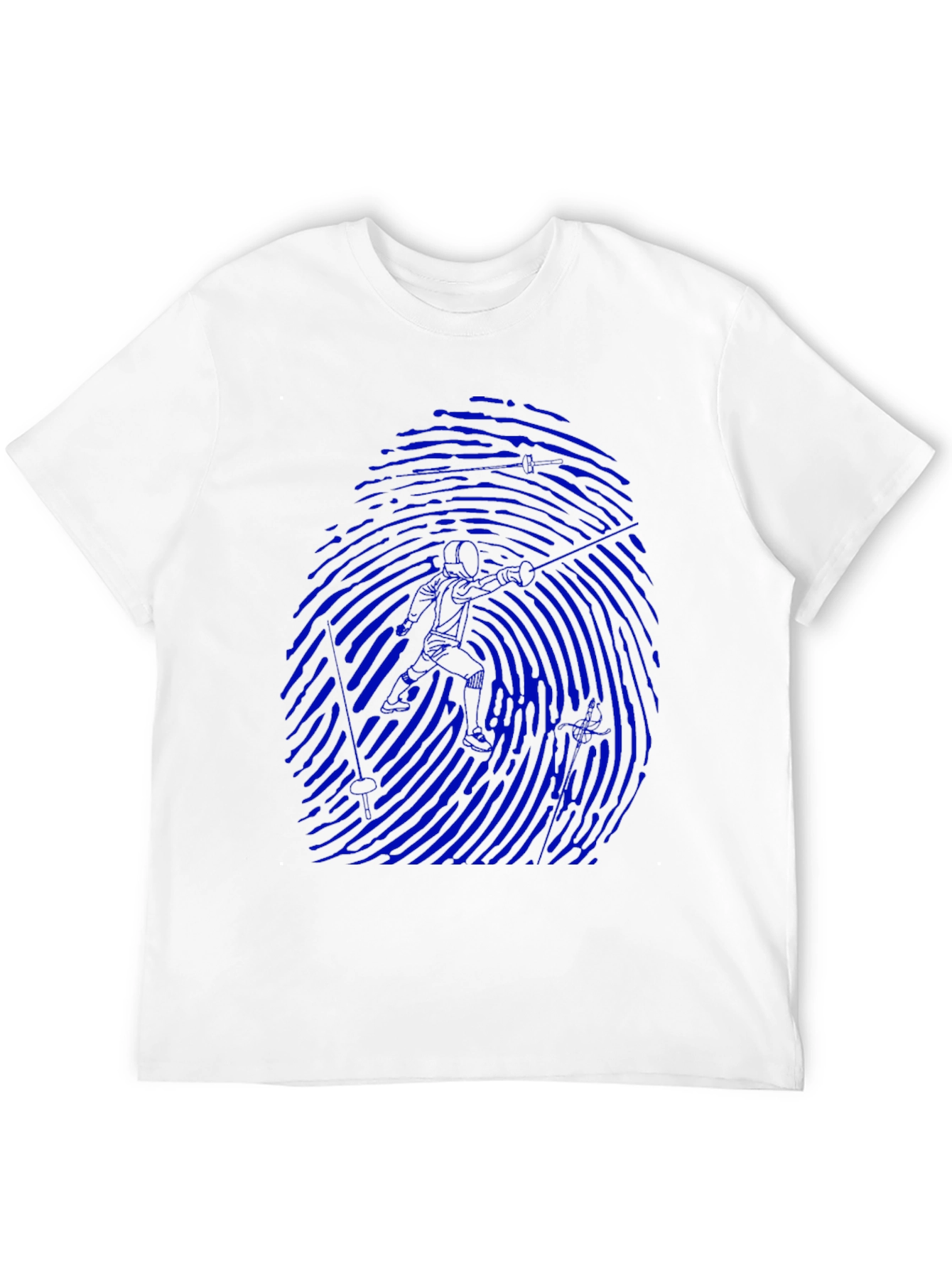 Blue Fingerprint Silhouette Graphic Black T-Shirt