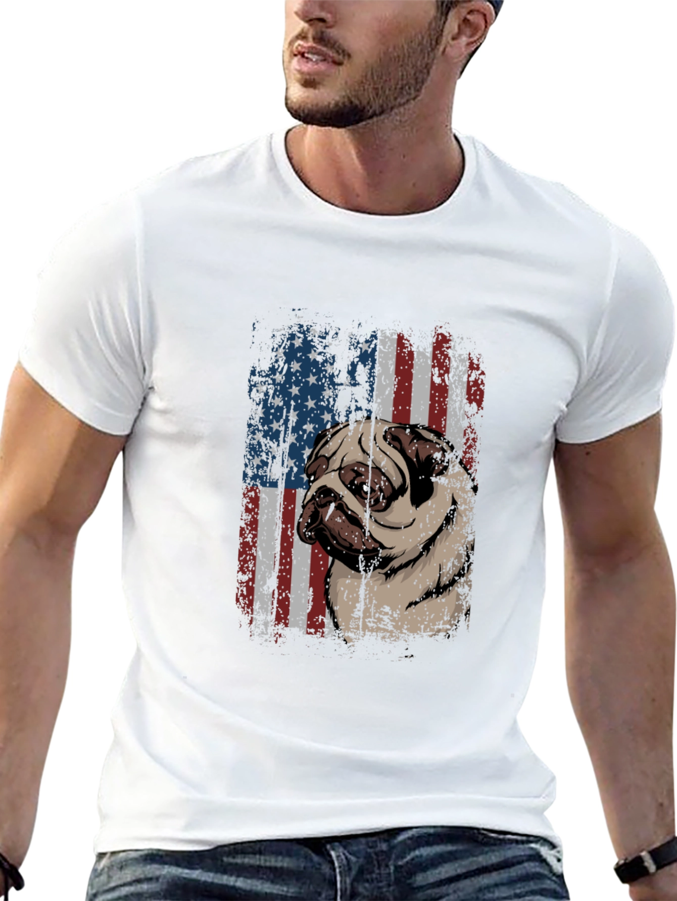 American Pug T-Shirt - Patriotic Dog Tee