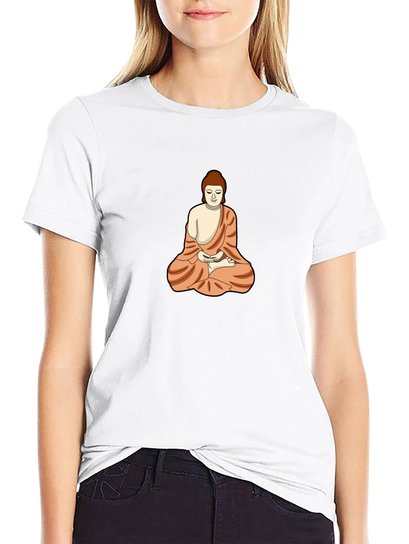 Buddha Graphic Tee - Black Cotton Blend