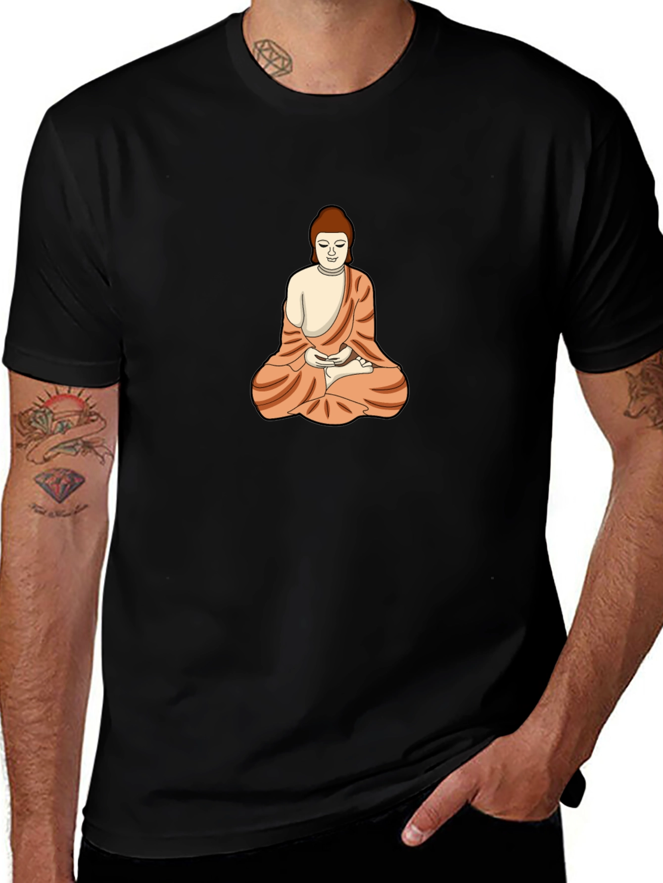 Buddha Graphic Tee - Black Cotton Blend