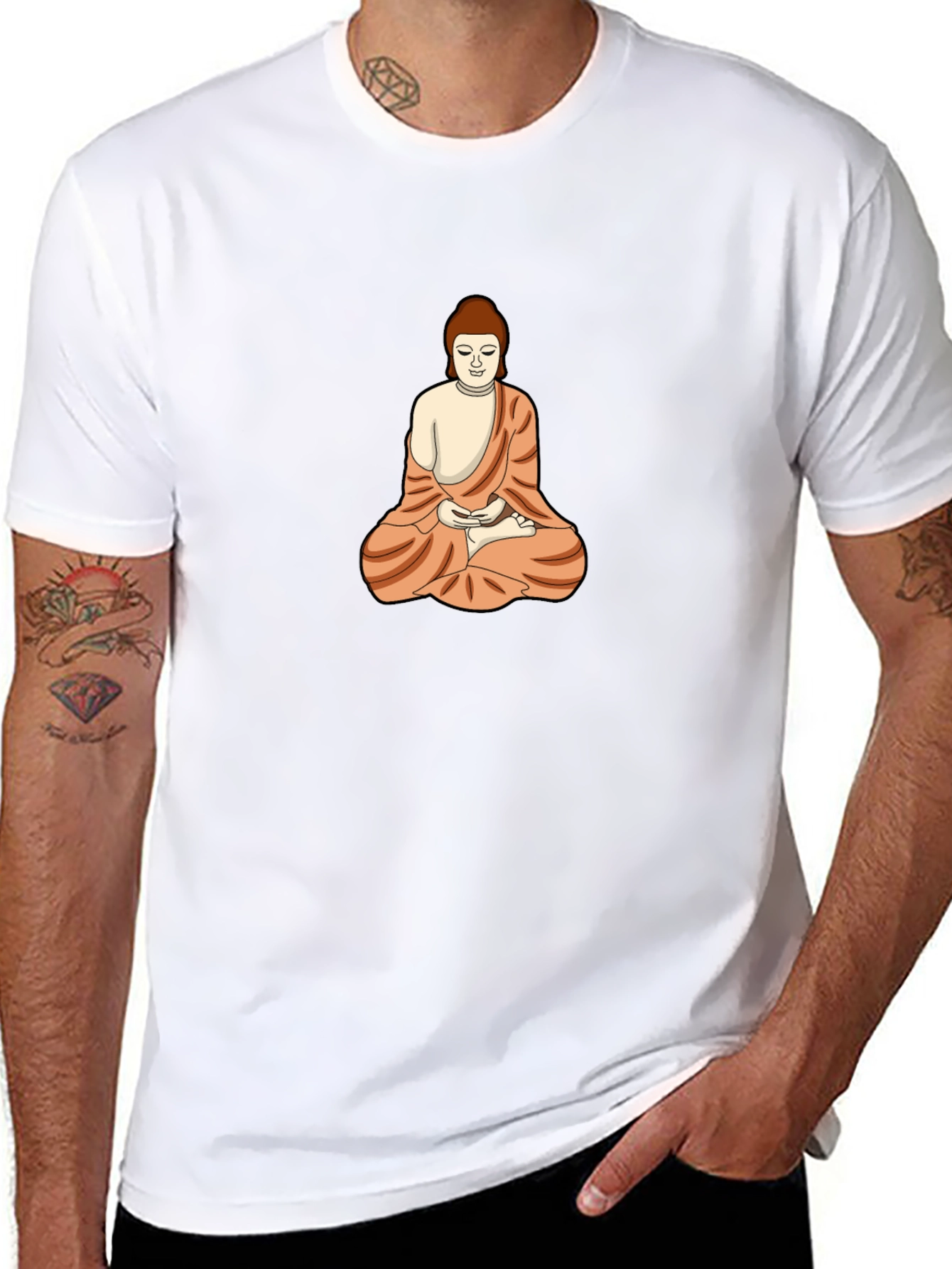 Buddha Graphic Tee - Black Cotton Blend