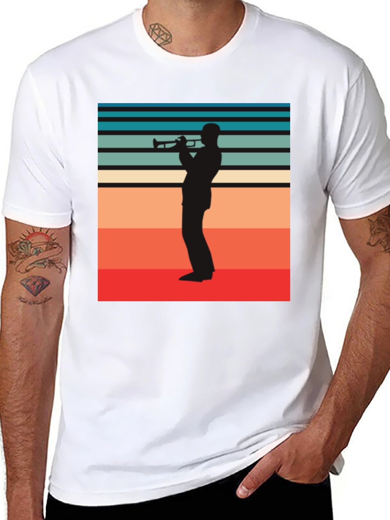 Retro Trumpet Player Graphic Tee