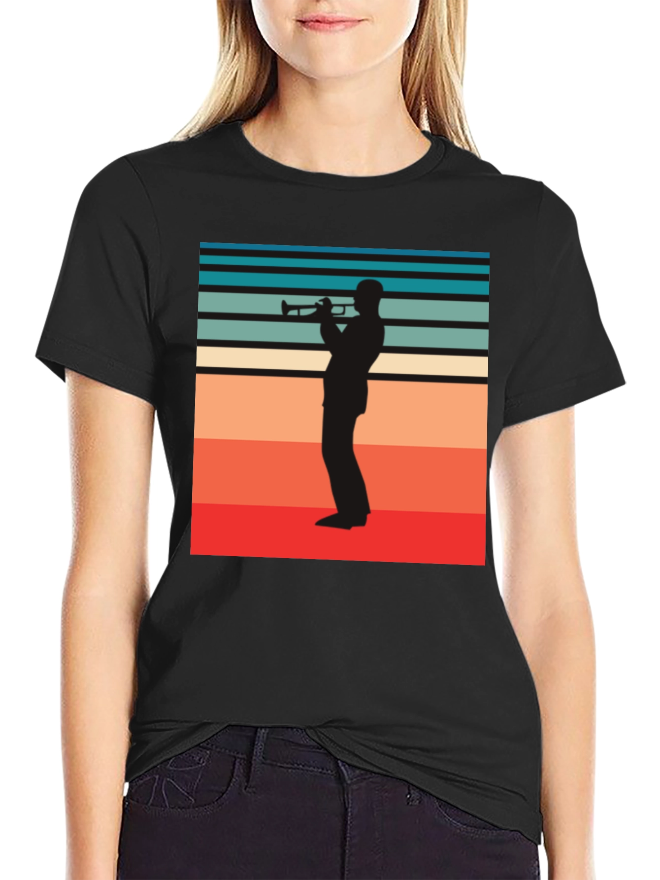 Retro Trumpet Player Graphic Tee