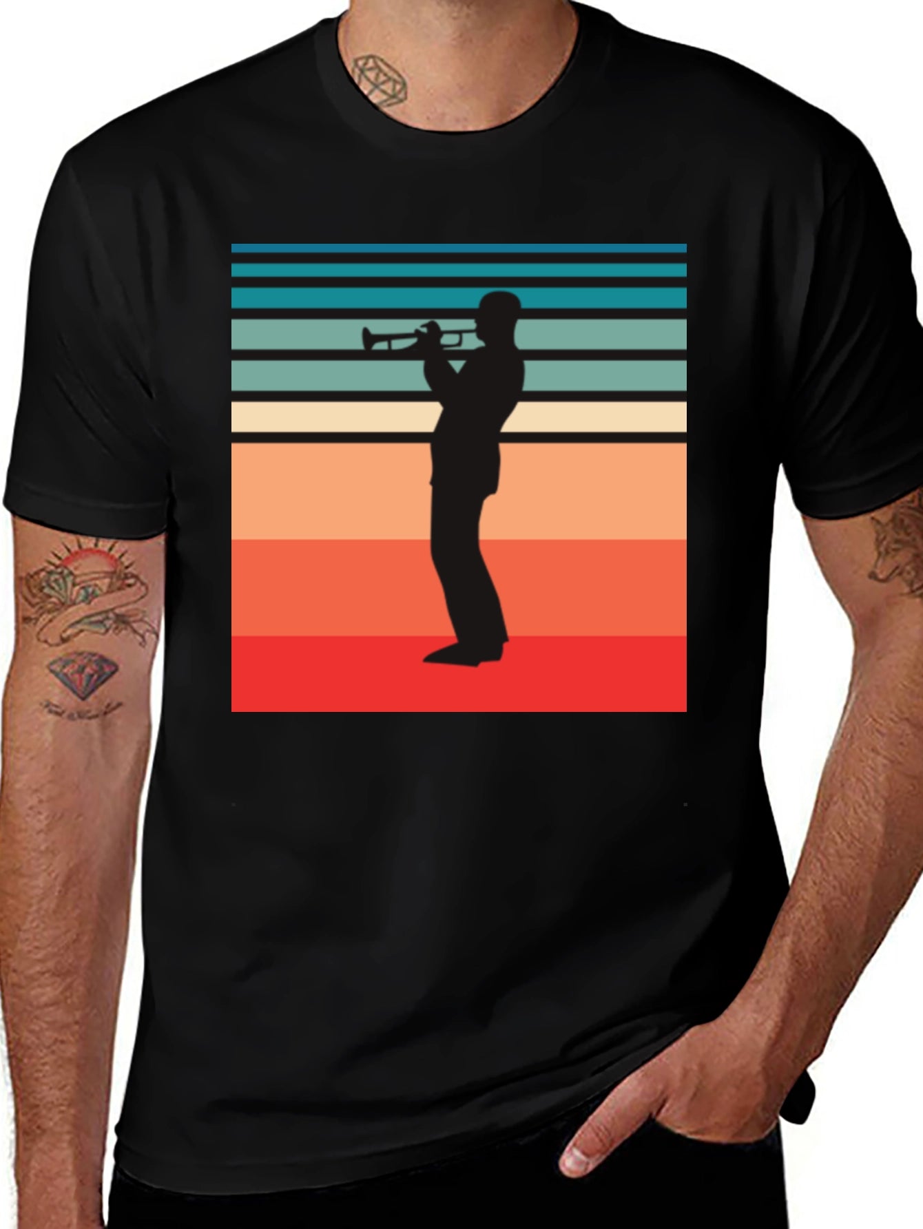 Retro Trumpet Player Graphic Tee
