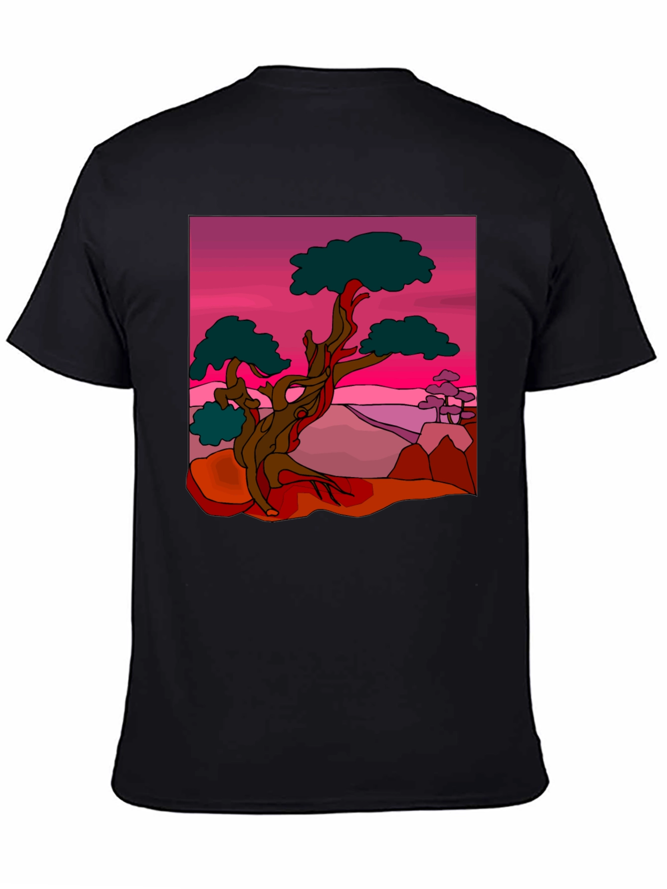 Bonsai Tree Graphic Print Black T-Shirt