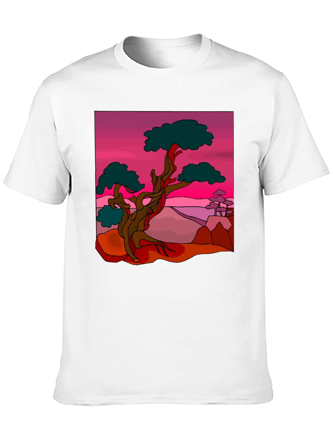 Bonsai Tree Graphic Print Black T-Shirt