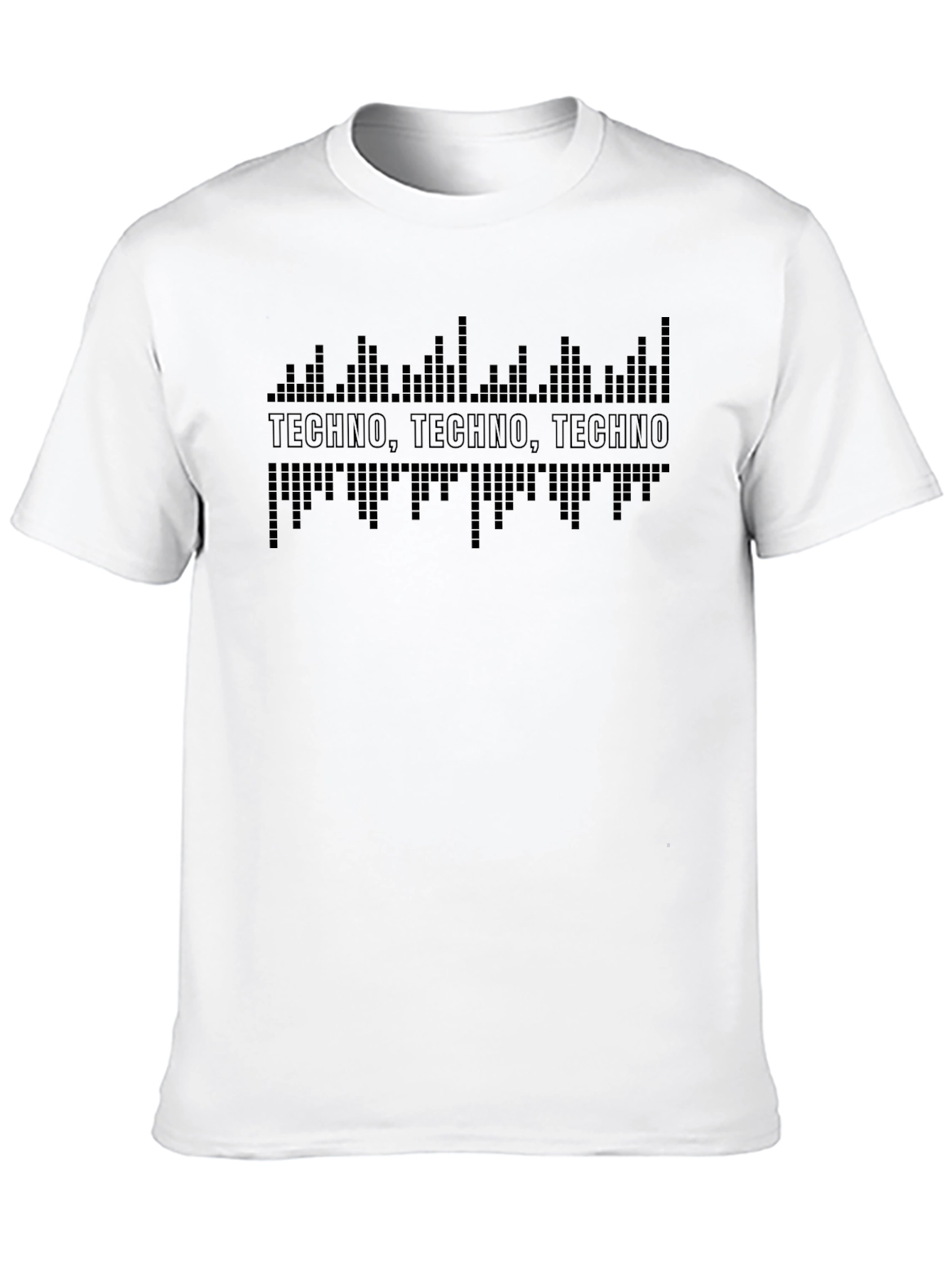 Techno Music Graphic Tee - Black Crew Neck T-Shirt