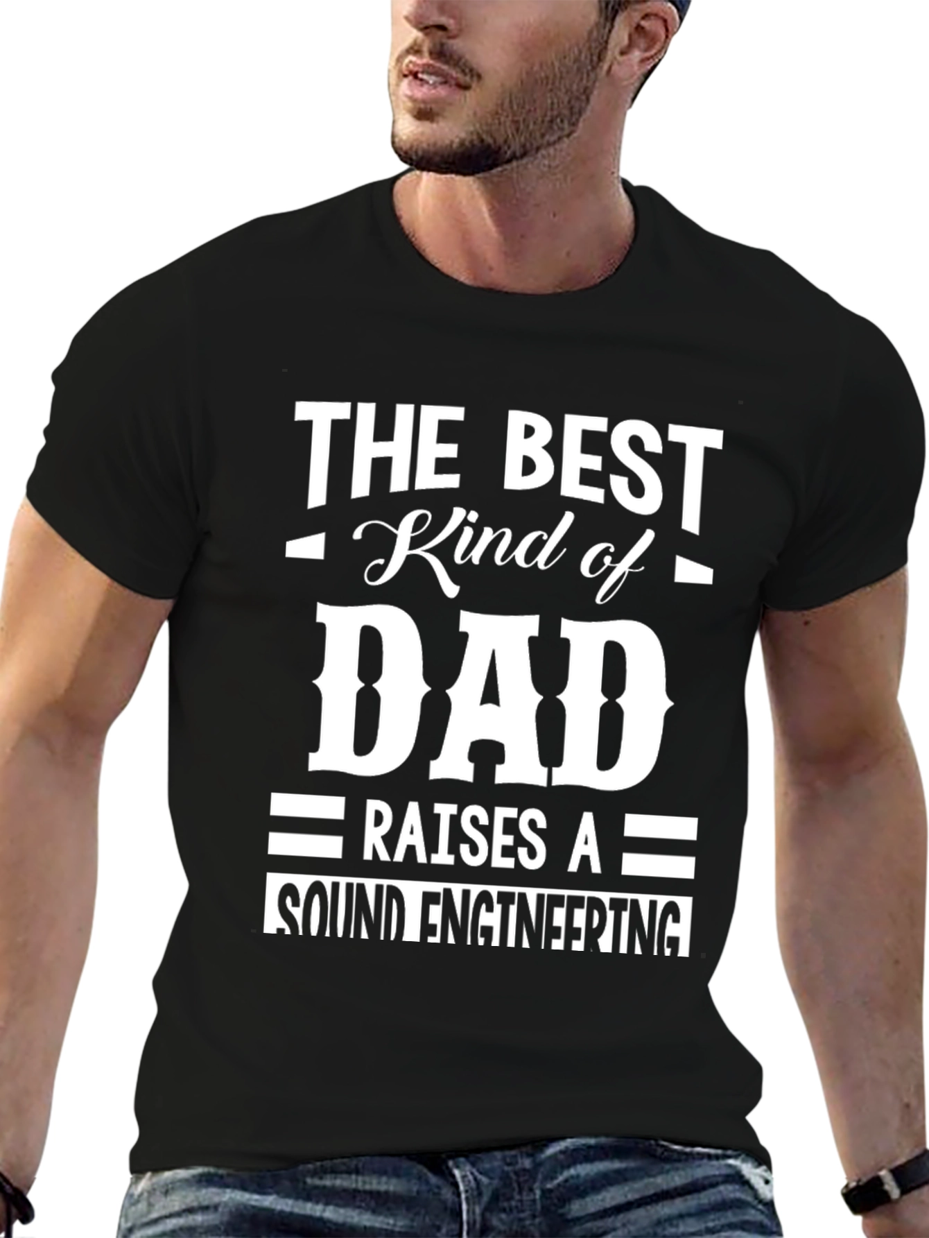 Best Dad Raises Sound Engineer Black T-Shirt