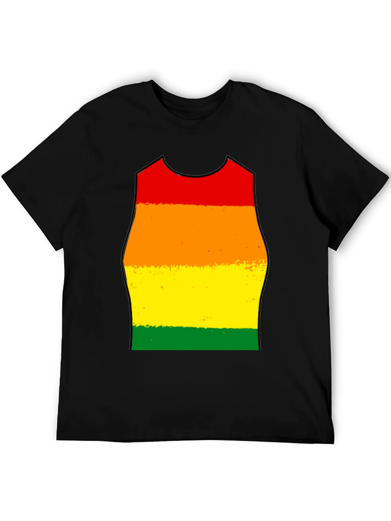Rainbow Stripe Tank Top Graphic Tee - Black