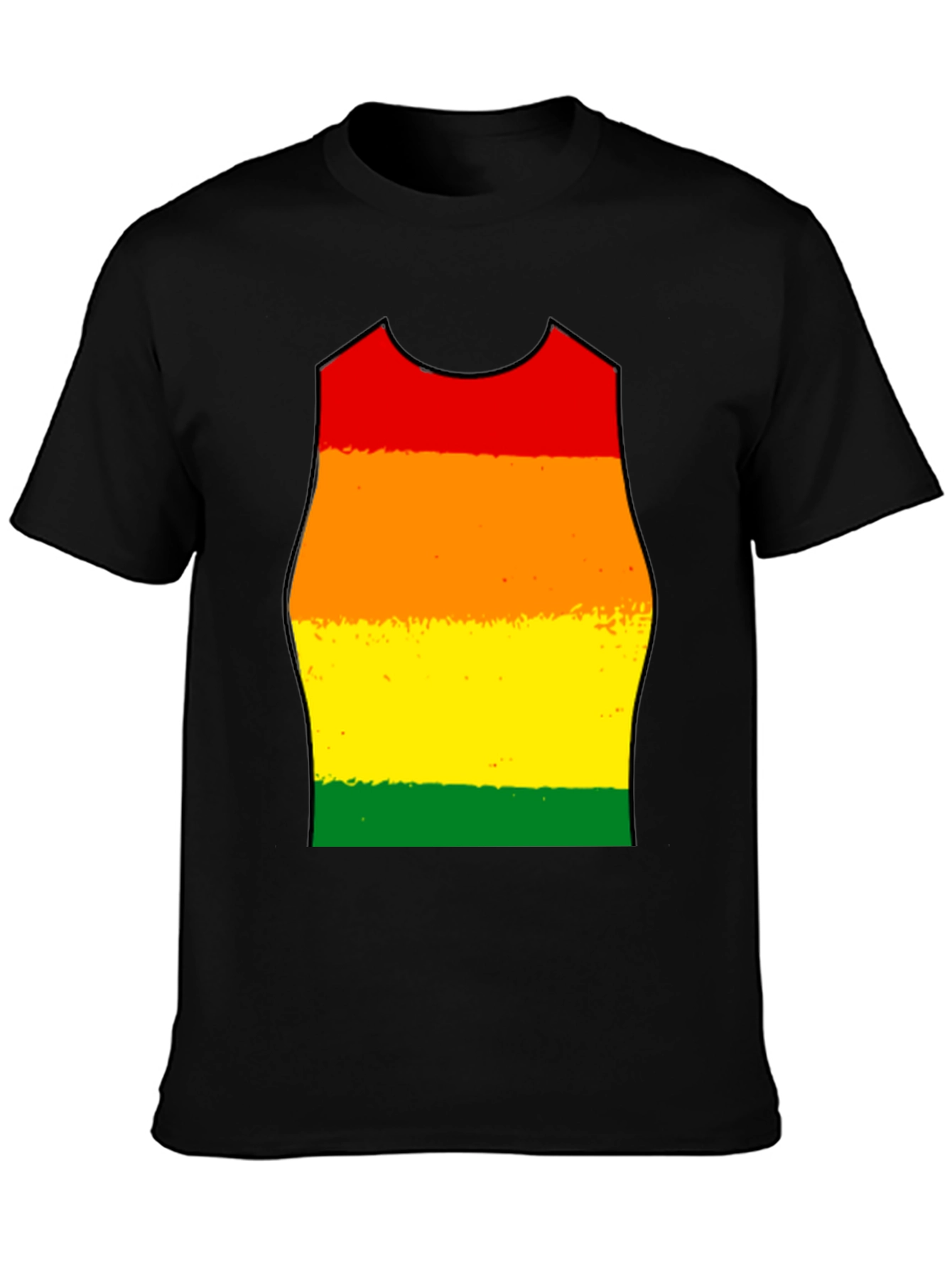 Rainbow Stripe Tank Top Graphic Tee - Black