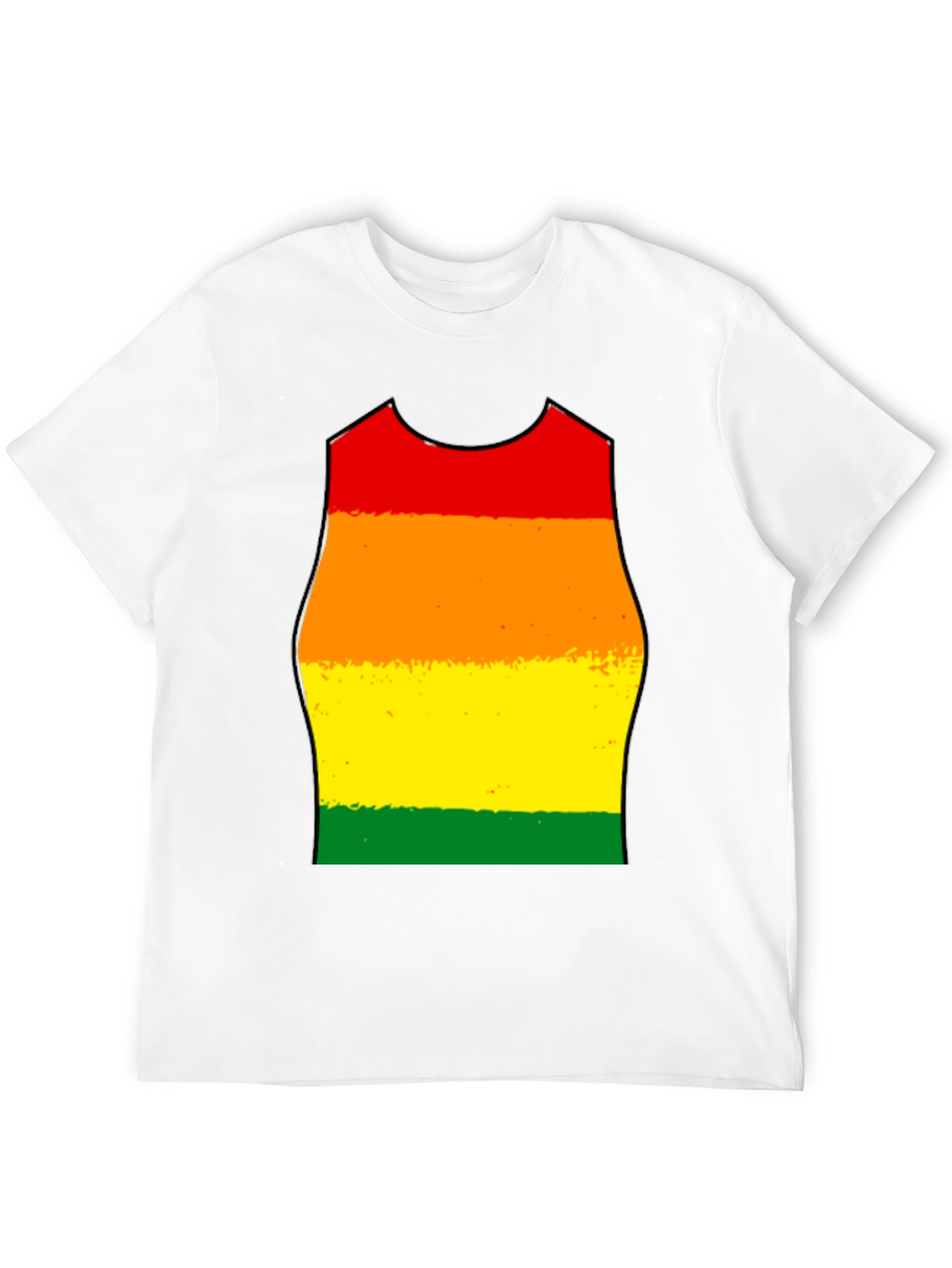 Rainbow Stripe Tank Top Graphic Tee - Black
