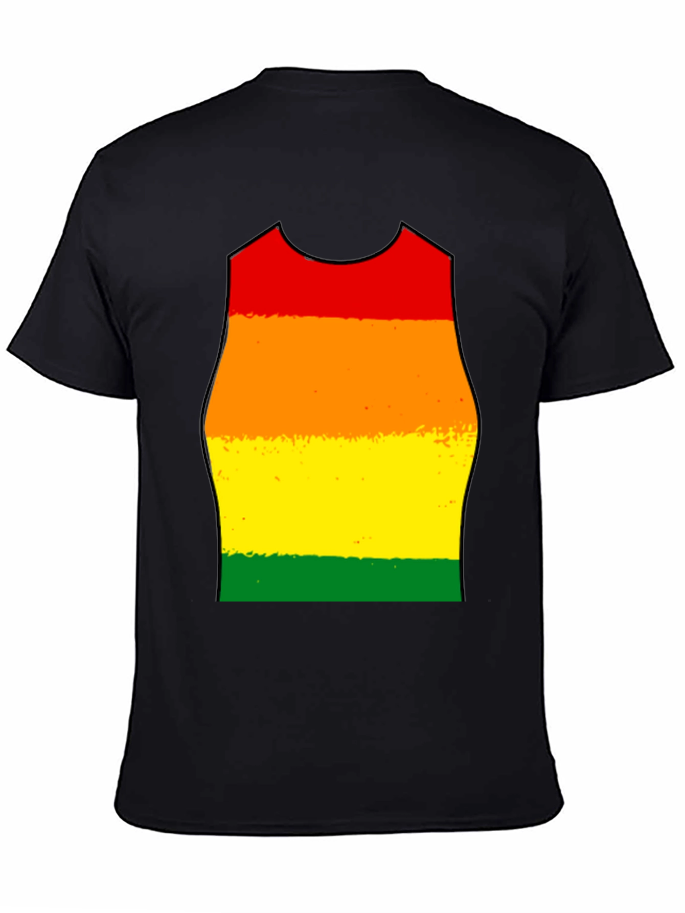 Rainbow Stripe Tank Top Graphic Tee - Black