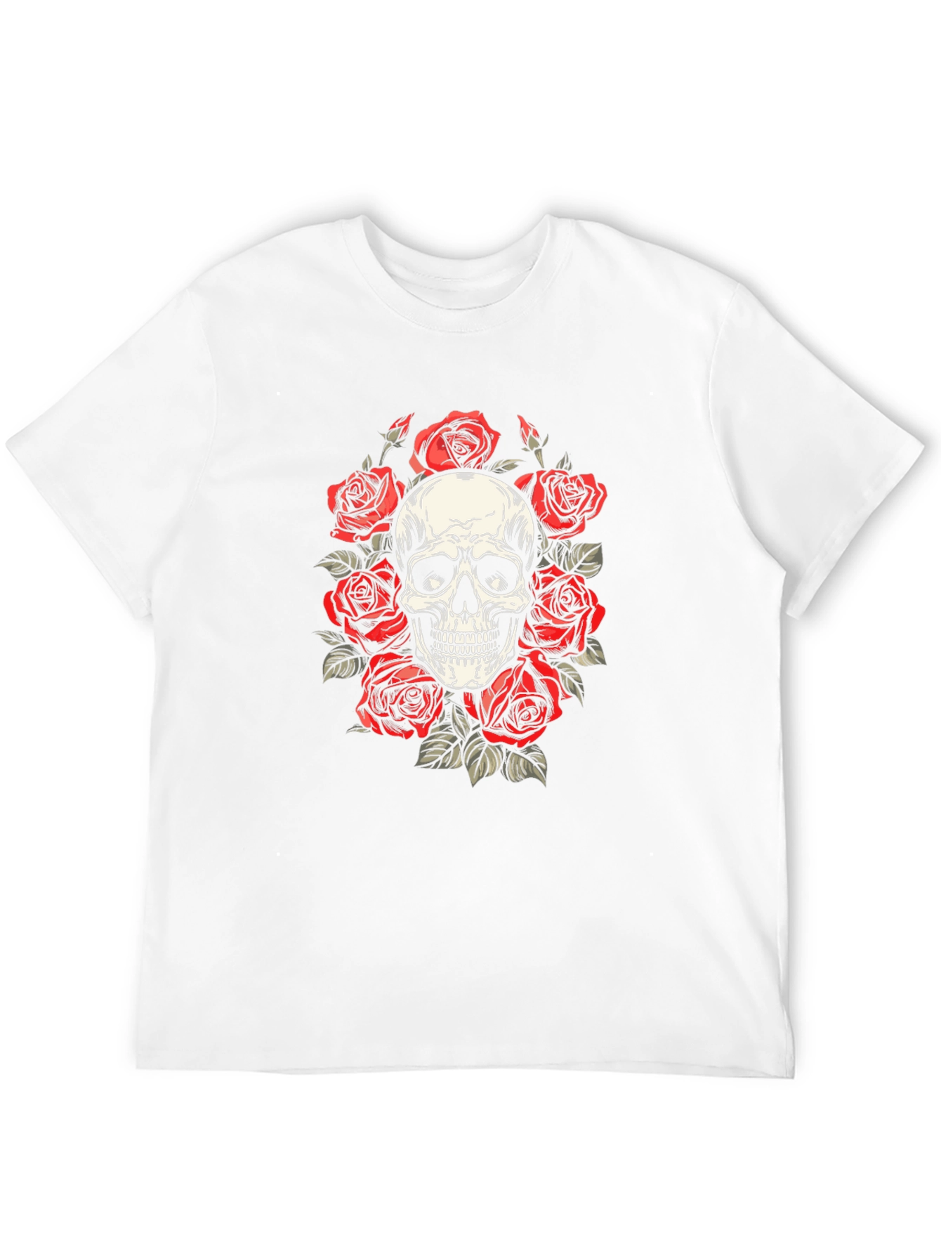 Skull & Roses Graphic Tee - Black Cotton