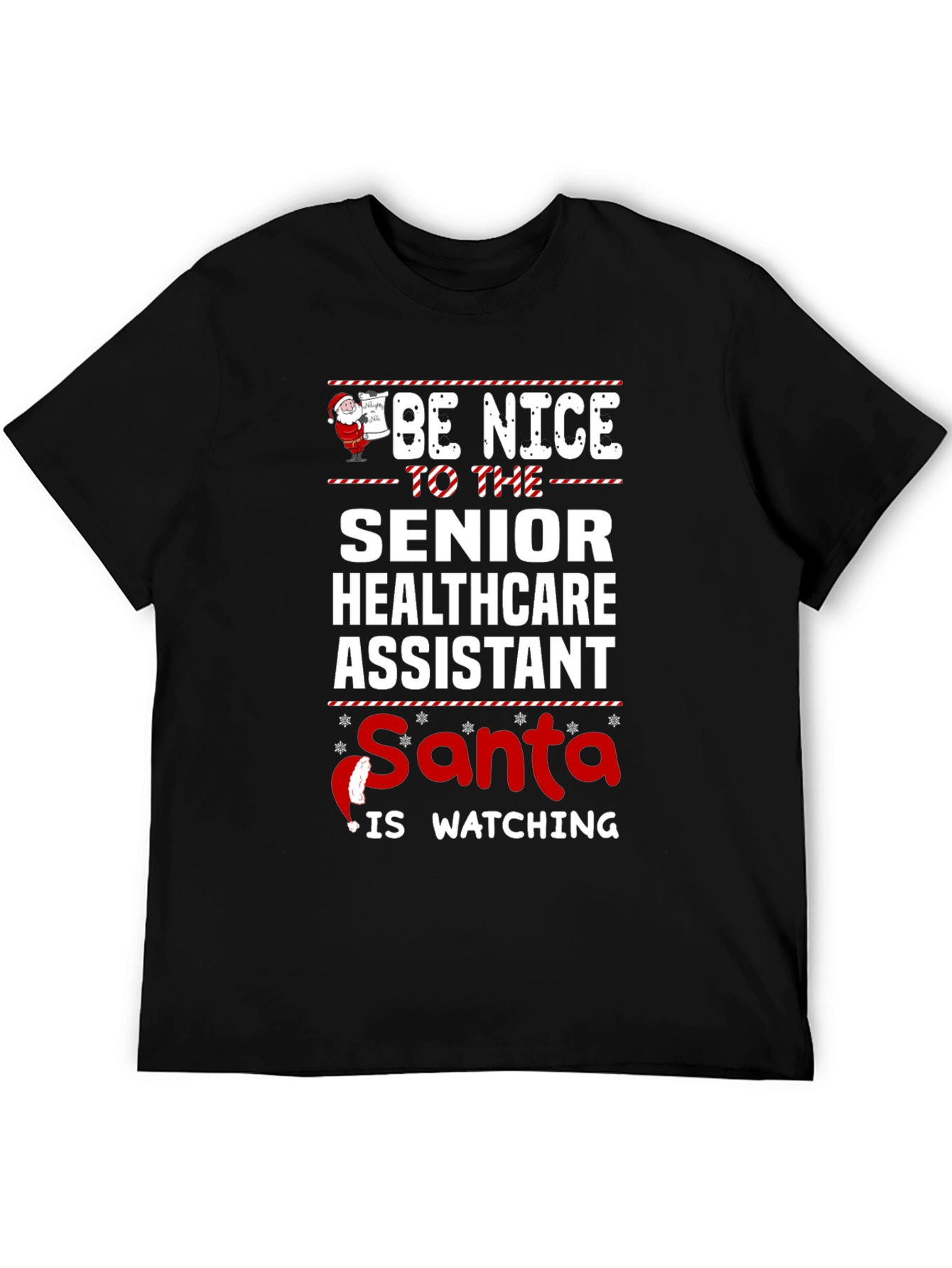 Senior Healthcare Assistant Santa Watching T-Shirt