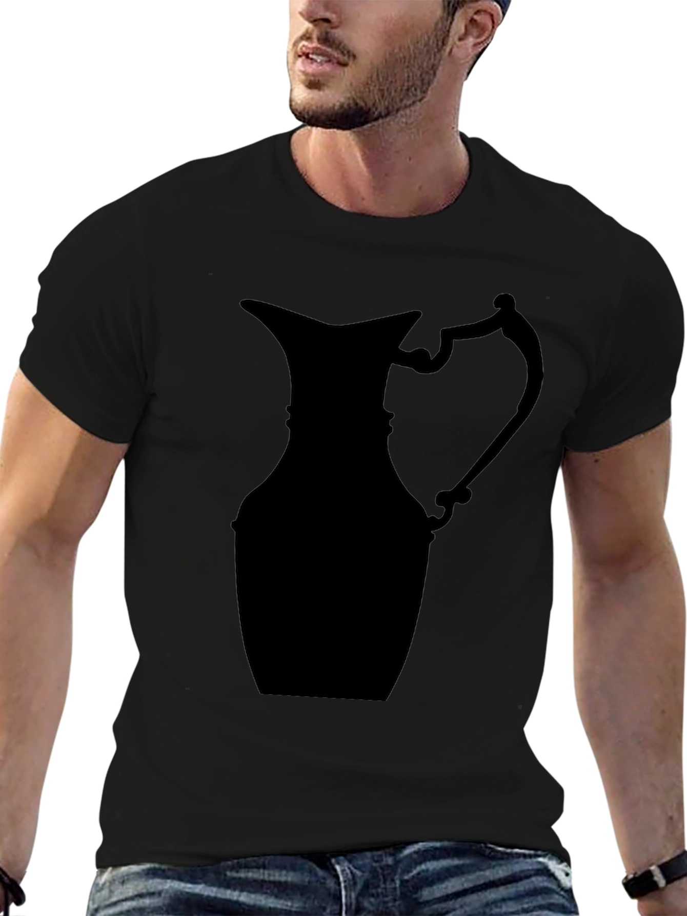 Silhouette Pitcher Graphic Tee - Modern Black T-Shirt
