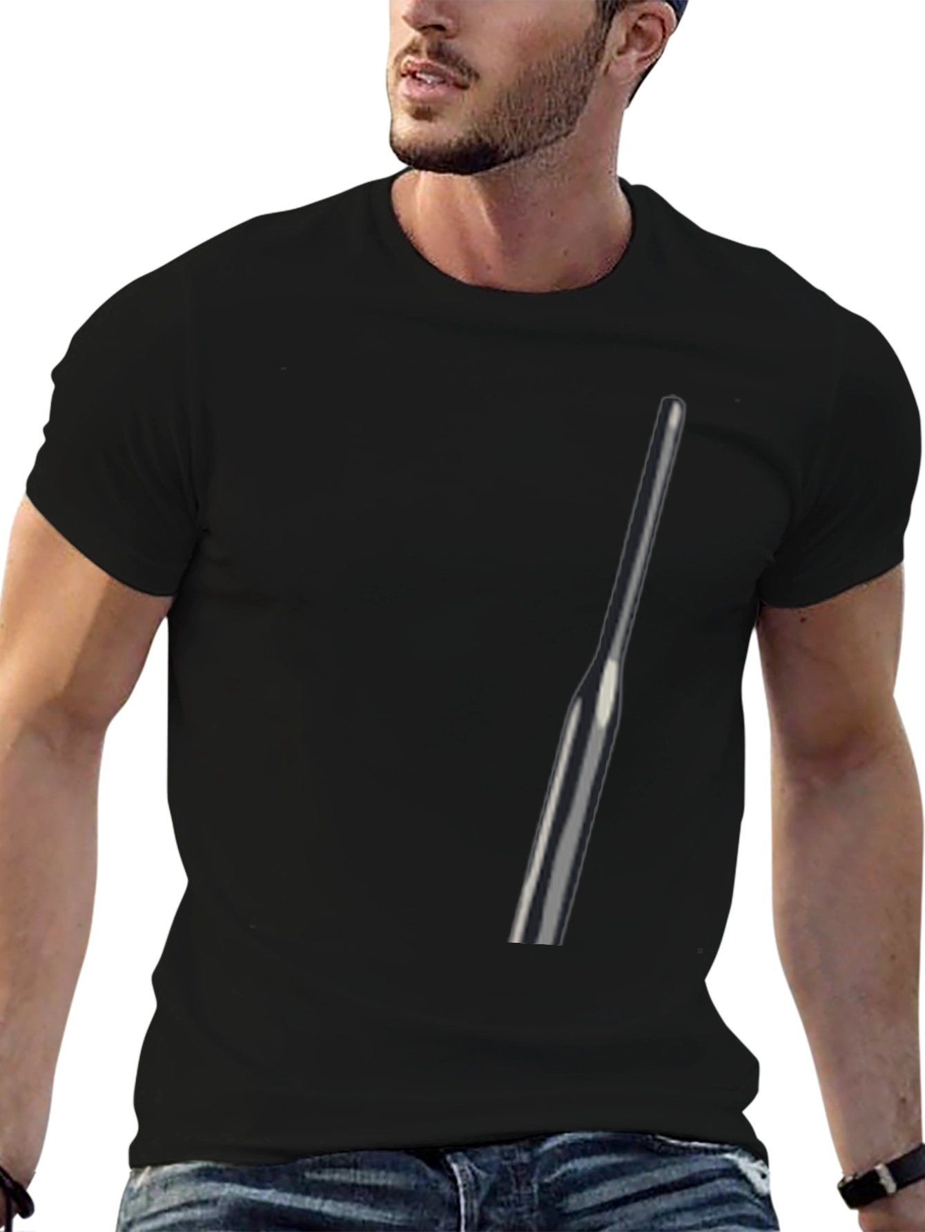 Mens Black T-Shirt with Abstract Graphic