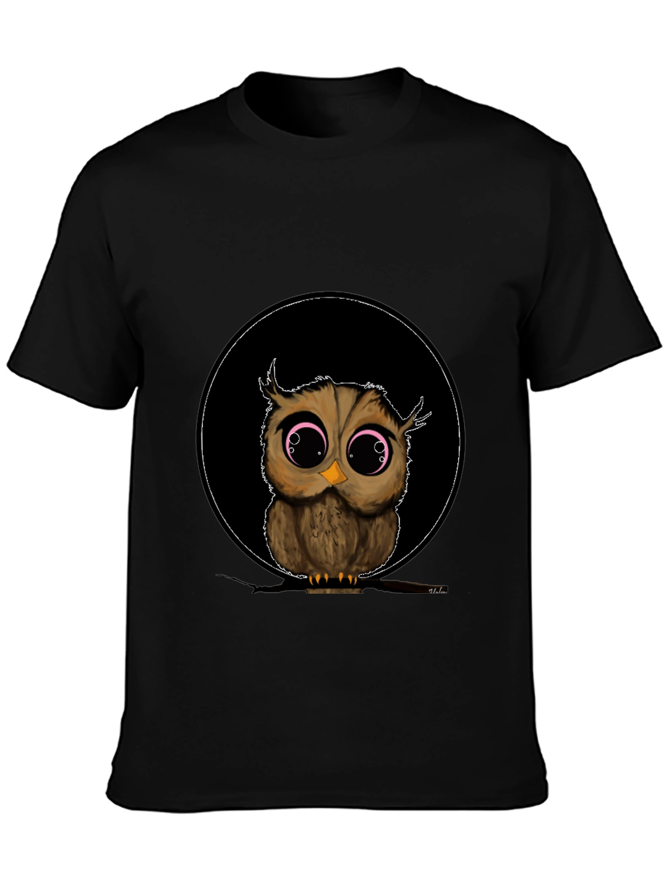 Cute Owl Graphic Tee - Mens Black T-Shirt