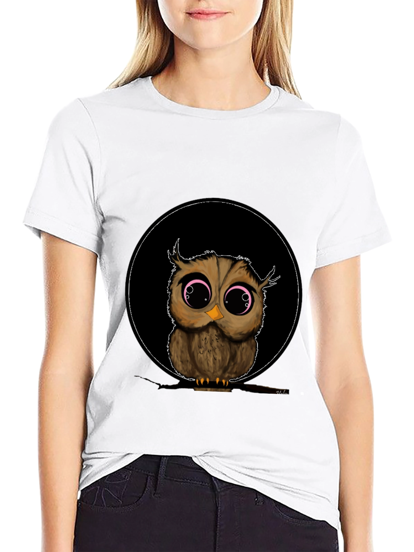 Cute Owl Graphic Tee - Mens Black T-Shirt