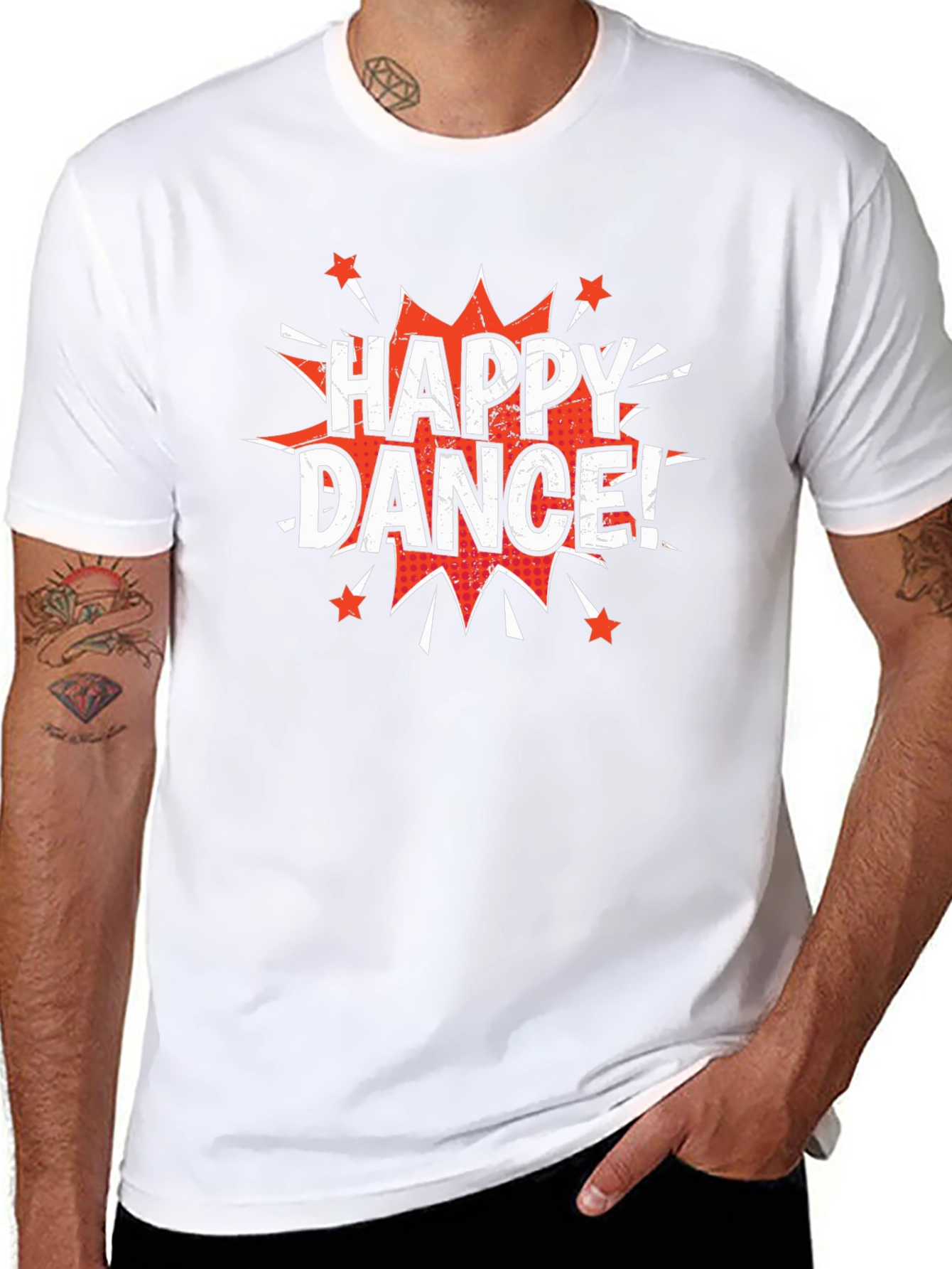 Happy Dance! Graphic Print Crew Neck T-Shirt