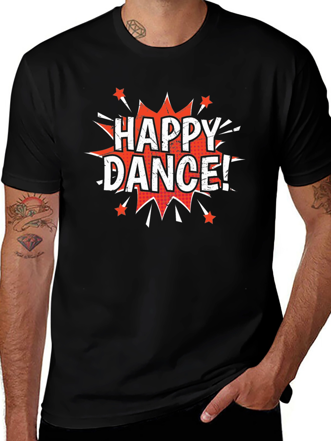 Happy Dance! Graphic Print Crew Neck T-Shirt