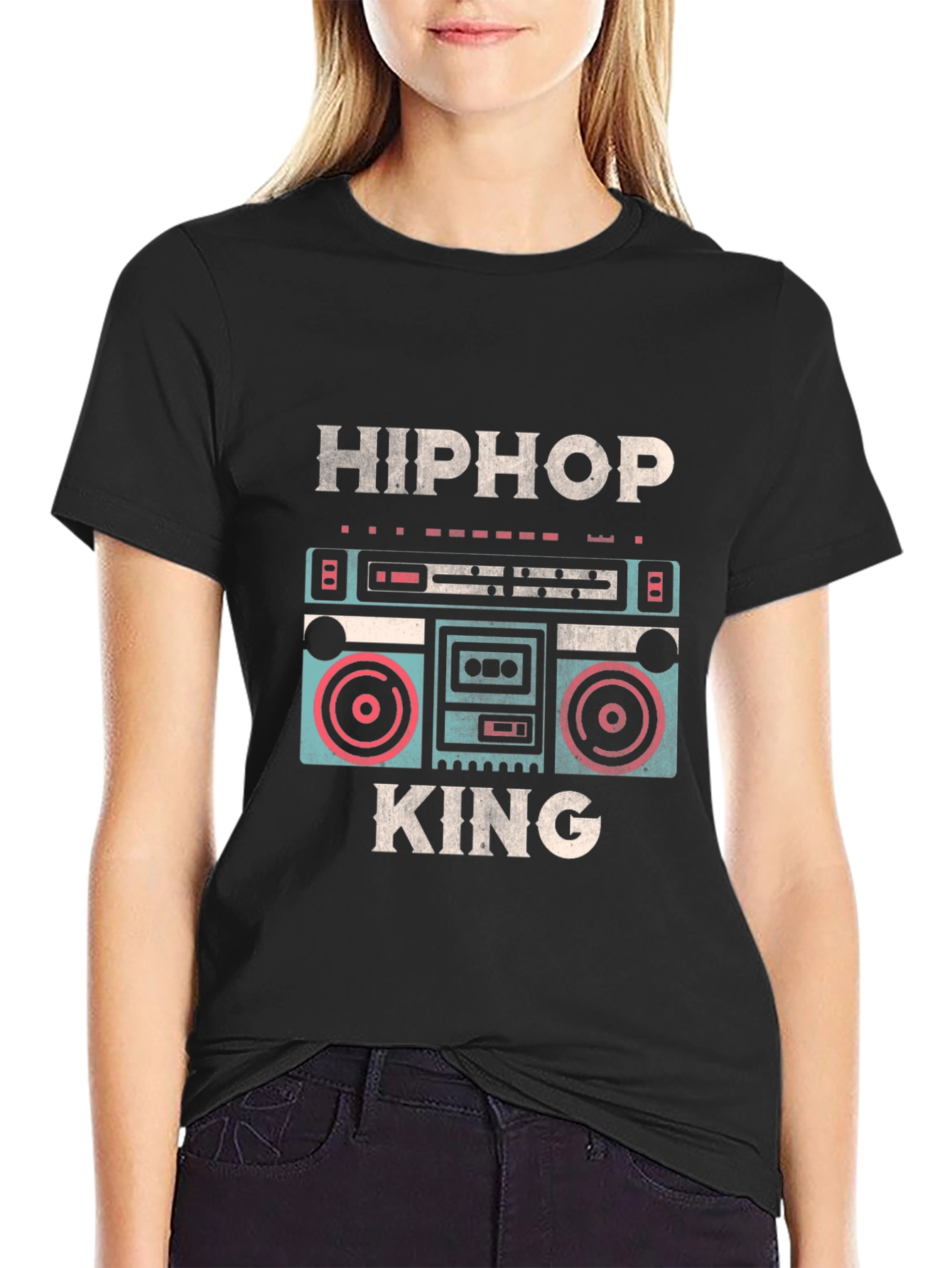 Hip Hop King Boombox T-Shirt - Retro Music Style