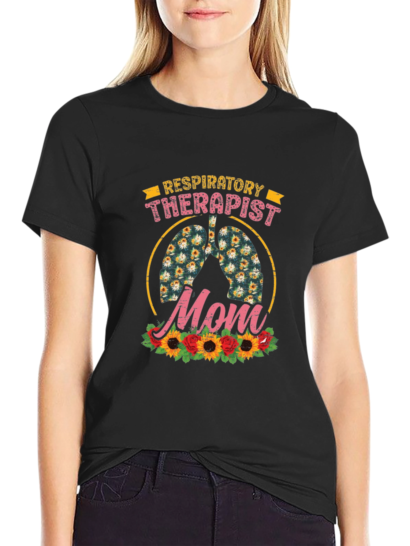 Respiratory Therapist Mom Floral Lung T-Shirt