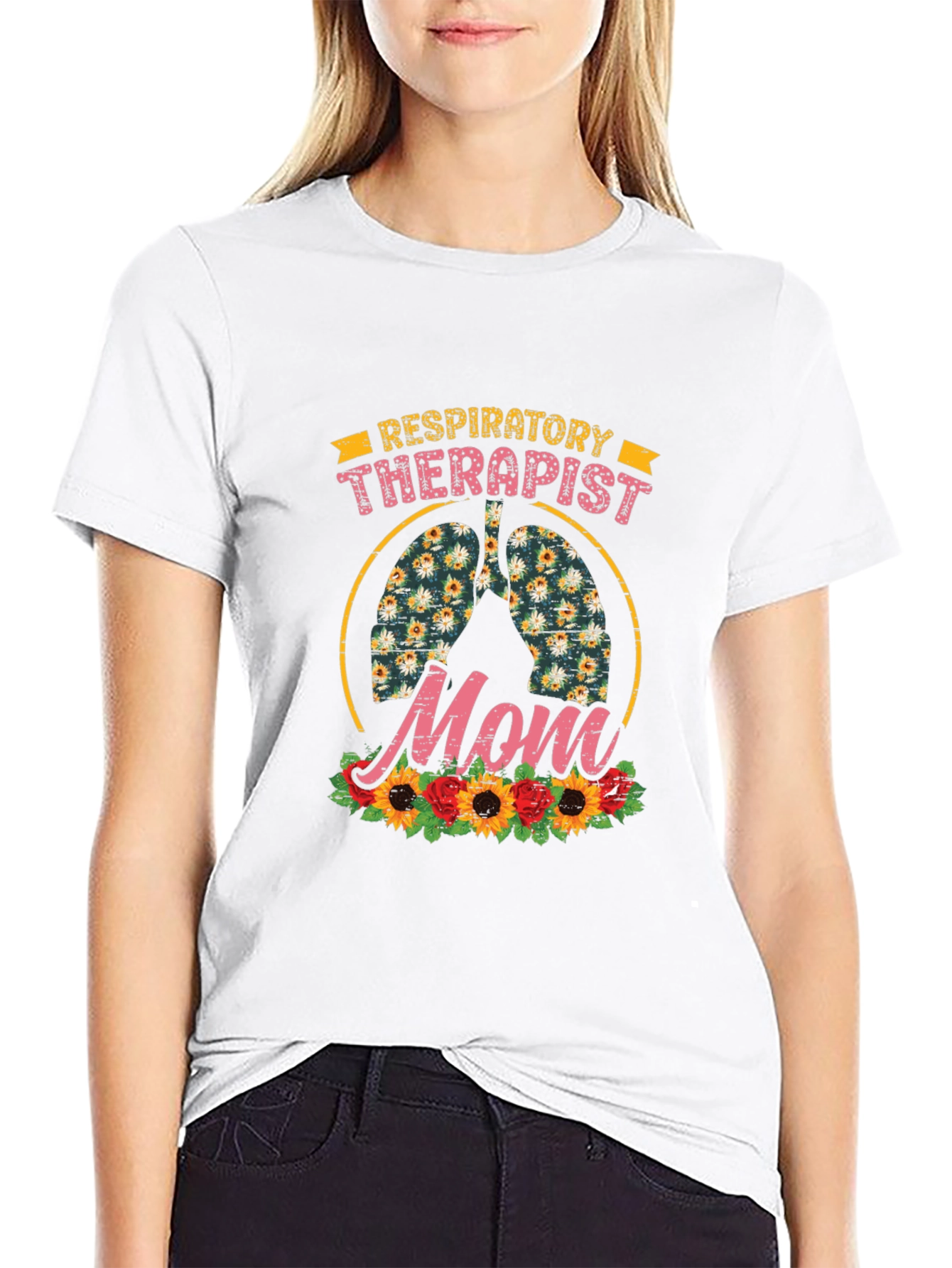 Respiratory Therapist Mom Floral Lung T-Shirt