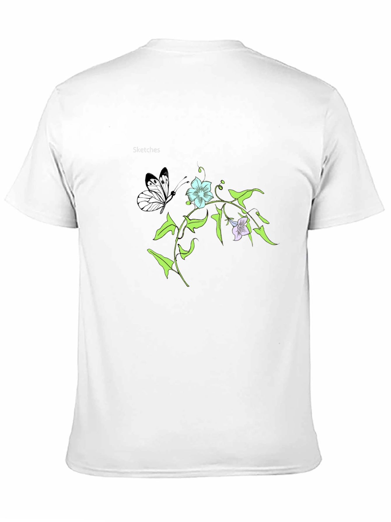 Floral Butterfly Black T-Shirt